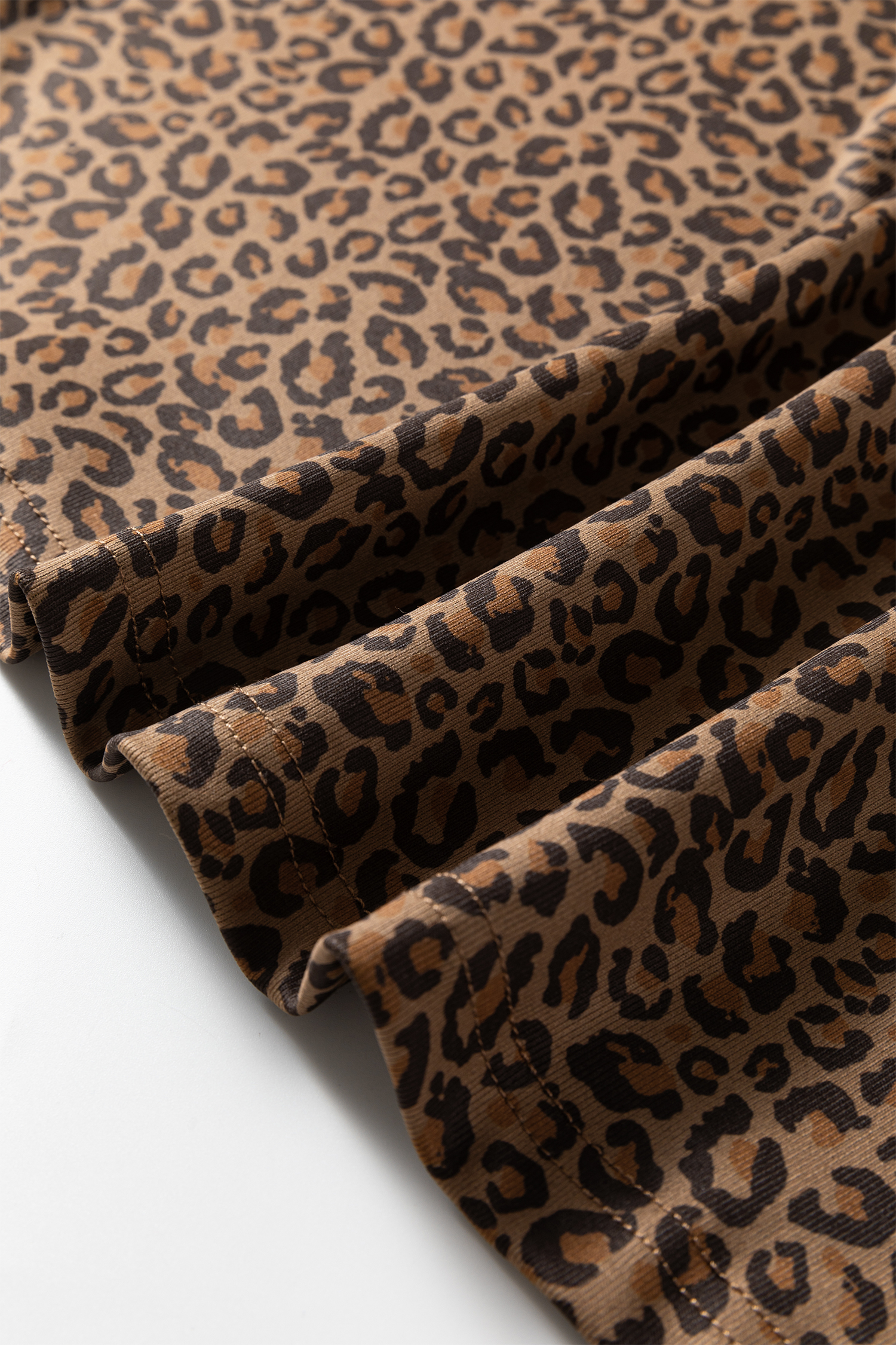 Khaki Fierce Leopard Crew Neck T Shirt - loveforevers