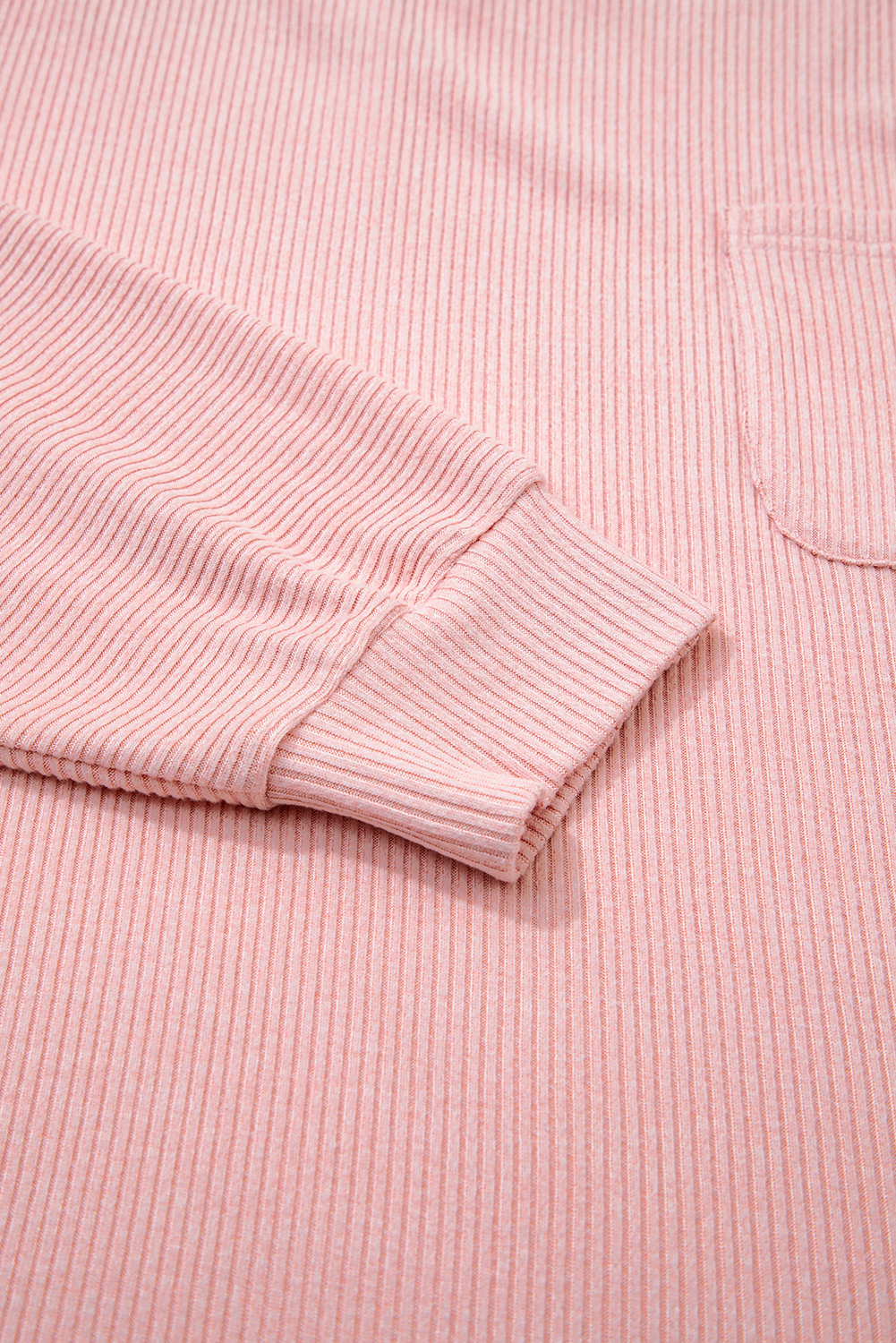 Bonbon Ribbed Exposed Seam Round Neck Chest Pocket Plus Knit Top - loveforevers