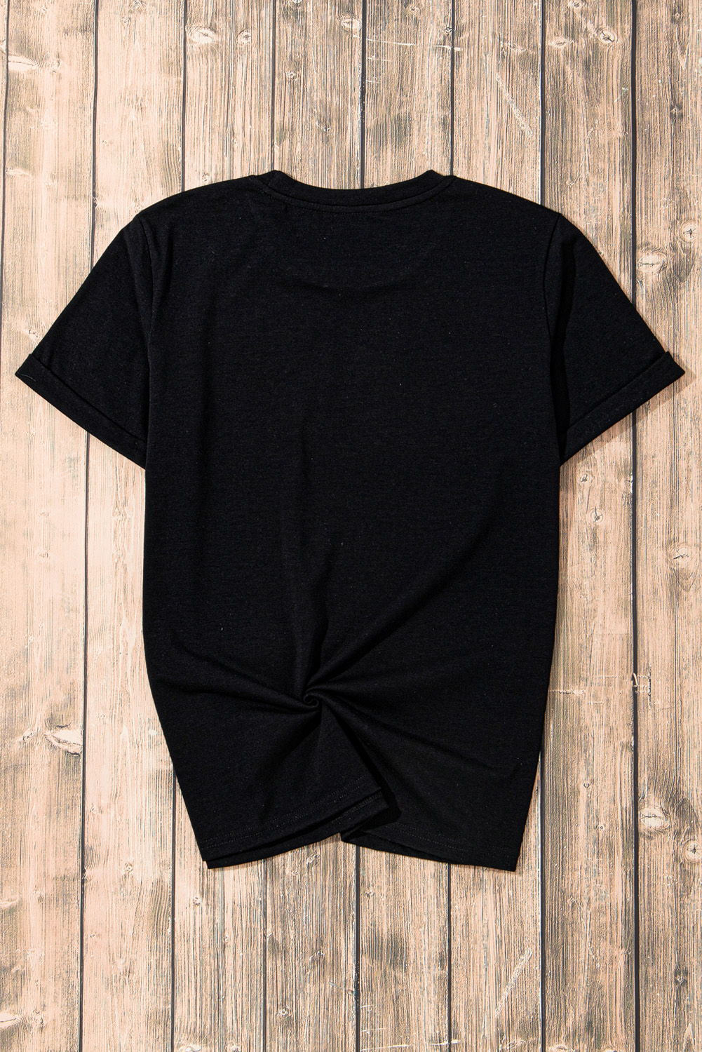 Black Rhinestone Leopard Skull Graphic Crewneck Casual T Shirt - loveforevers