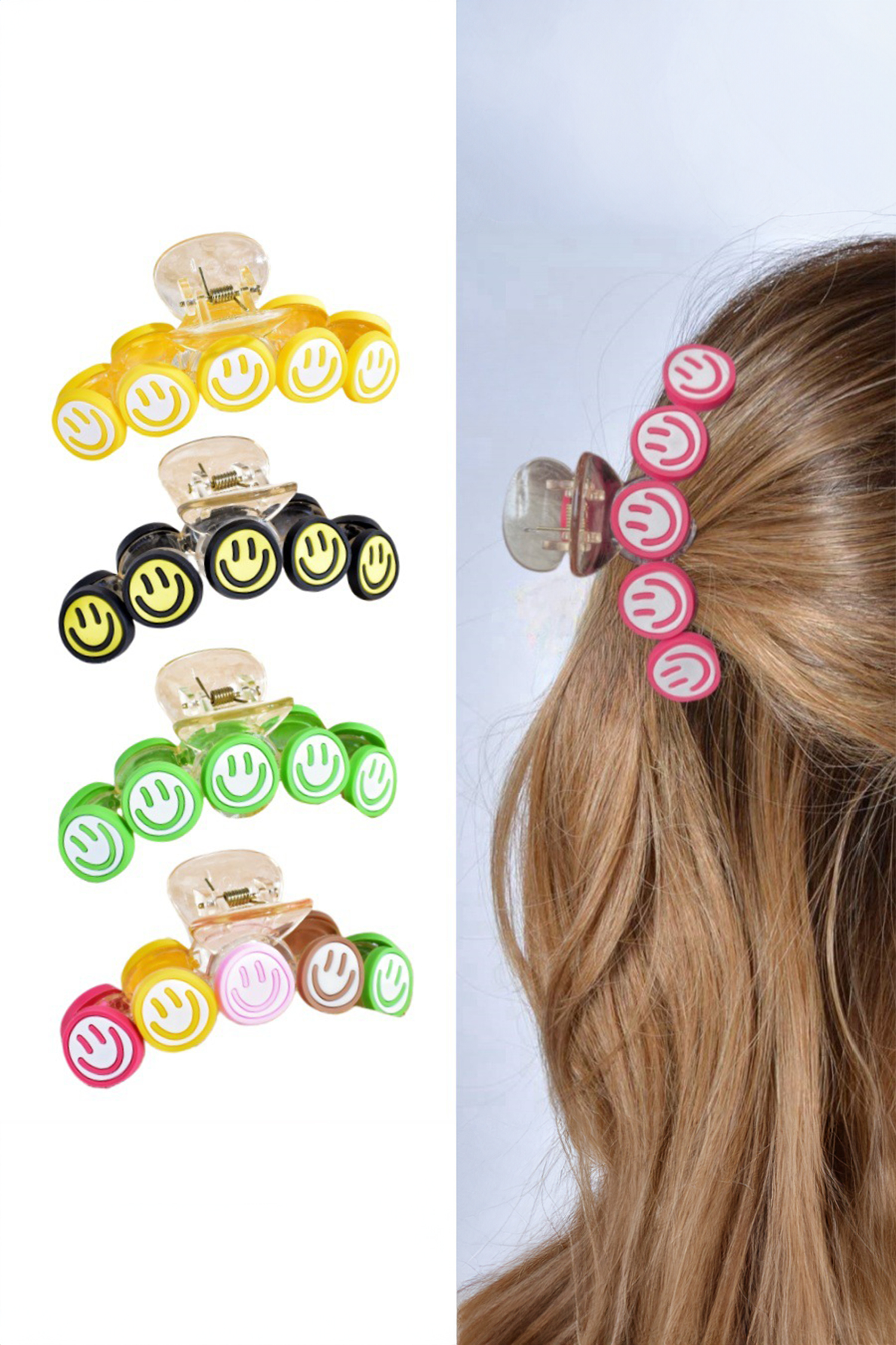 Rose Red Smiley Face Hair Claw Clip - loveforevers