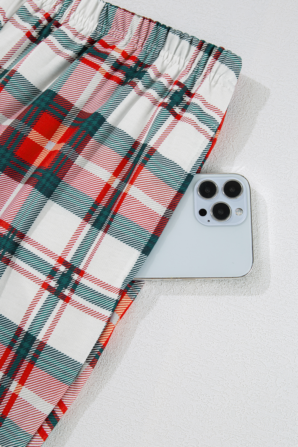 Red Christmas Plaid Print Two Piece Long Sleeve Pajamas Set - loveforevers