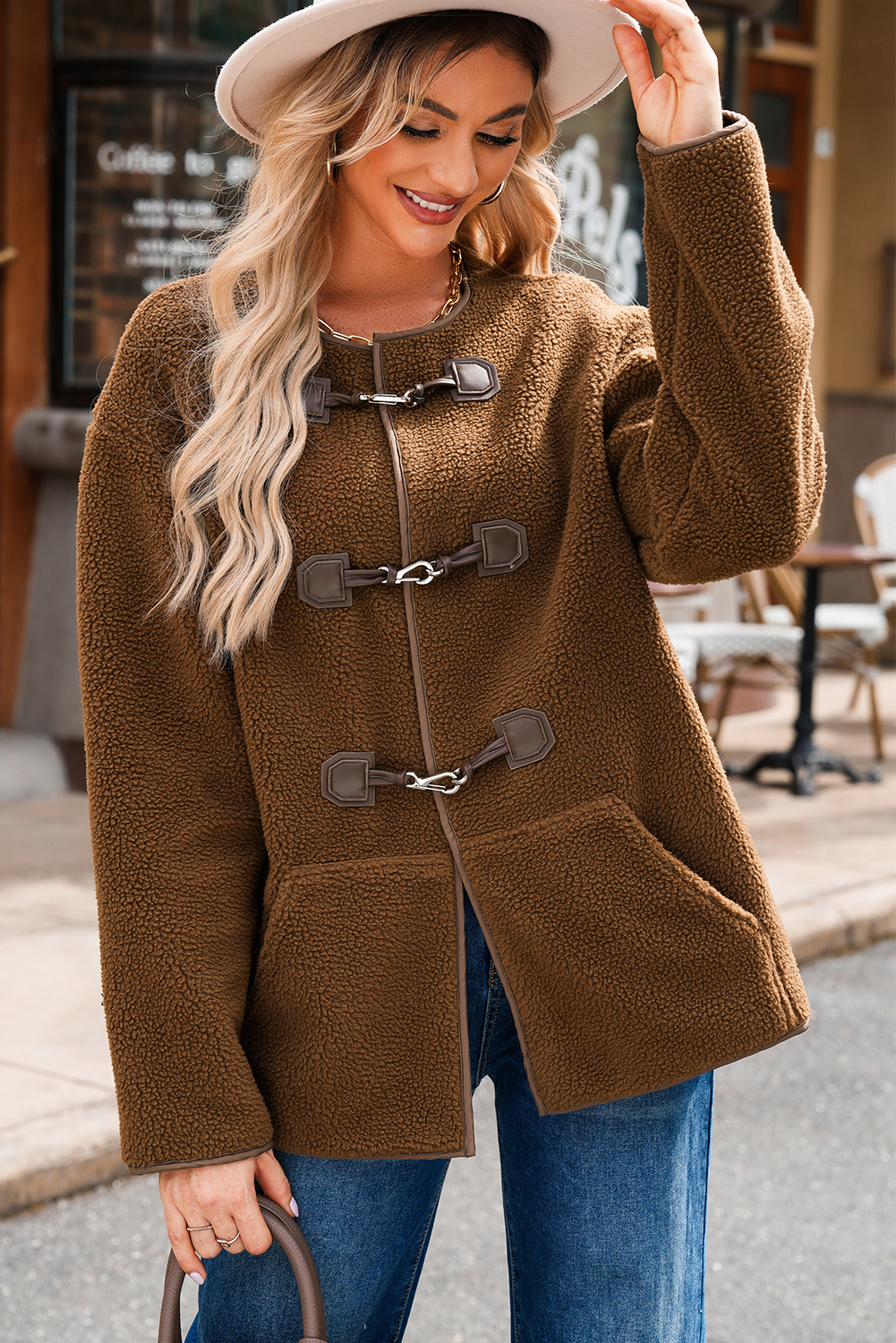 Apricot Toggle Button Teddy Coat - loveforevers