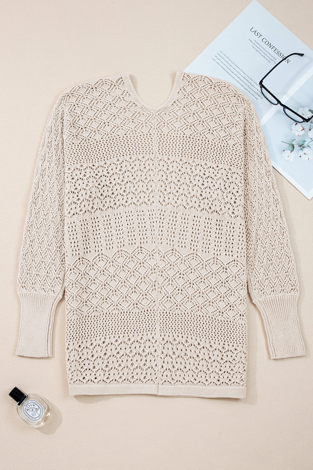 Redwood Burl Mixed Pattern Knitted Open Front Plus Cardigan - loveforevers