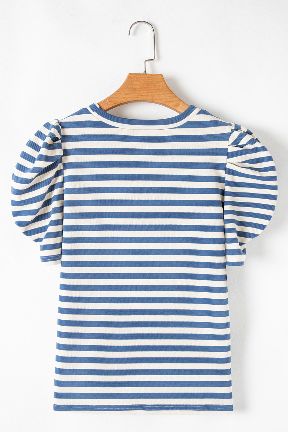 Blue Stripe America Cursive Graphic Puff Sleeve T-shirt - loveforevers