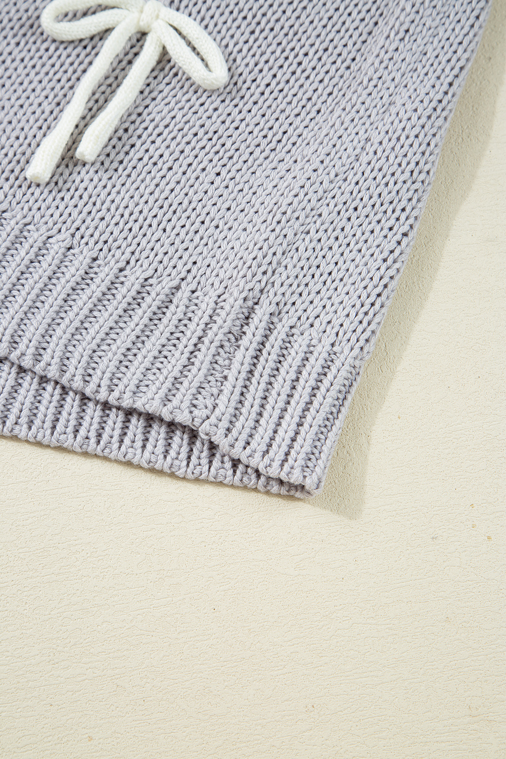 Light Grey Bowknot Applique Cap Sleeve Sweater - loveforevers