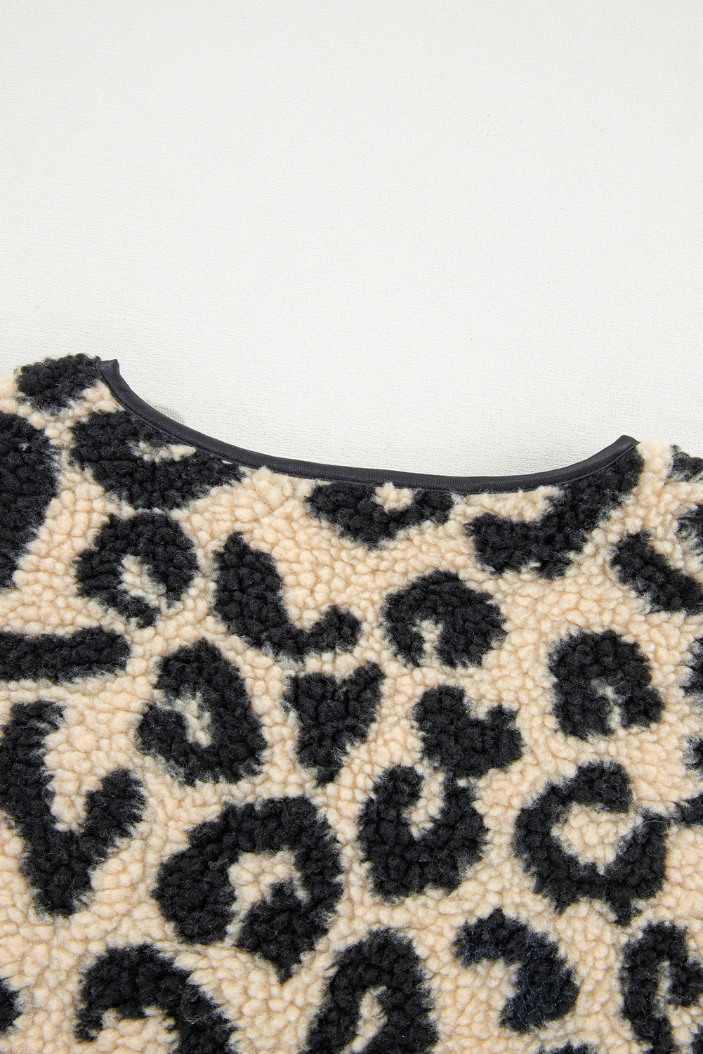 Black Leopard Print Sherpa Vest Coat - loveforevers