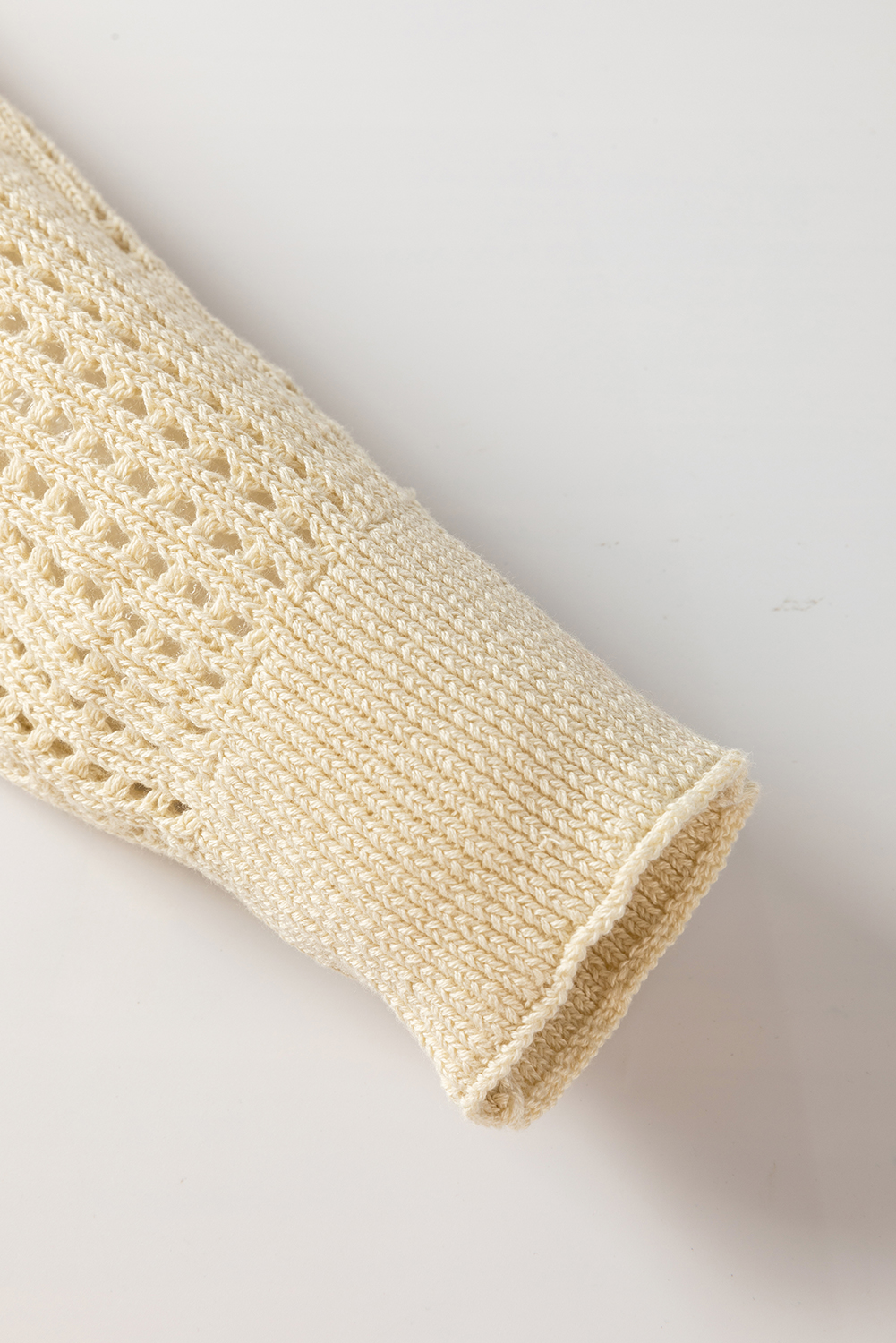 Apricot Open Knit Bracelet Sleeve Sweater - loveforevers