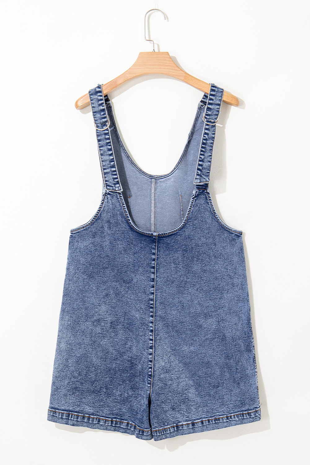 Dusk Blue Sleeveless U Neck Patched Pocket Denim Romper - loveforevers