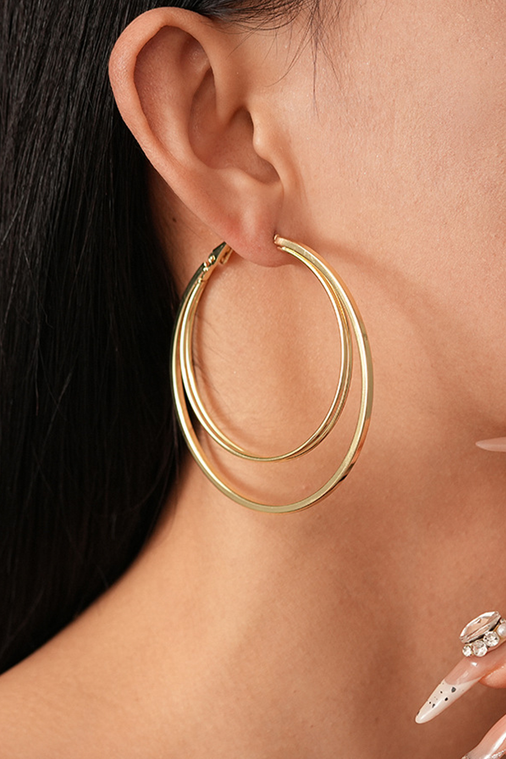 Gold Large Plated Double Hoop Earrings - loveforevers