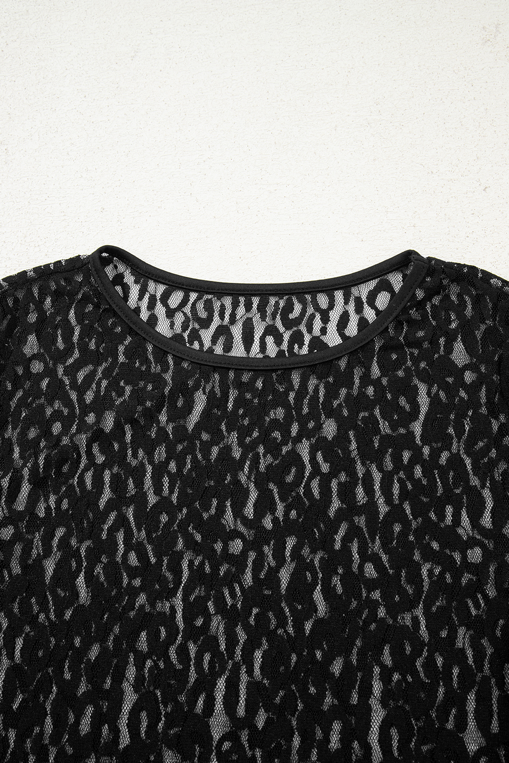 Black Leopard Pattern Sheer Mesh Long Sleeve Top - loveforevers