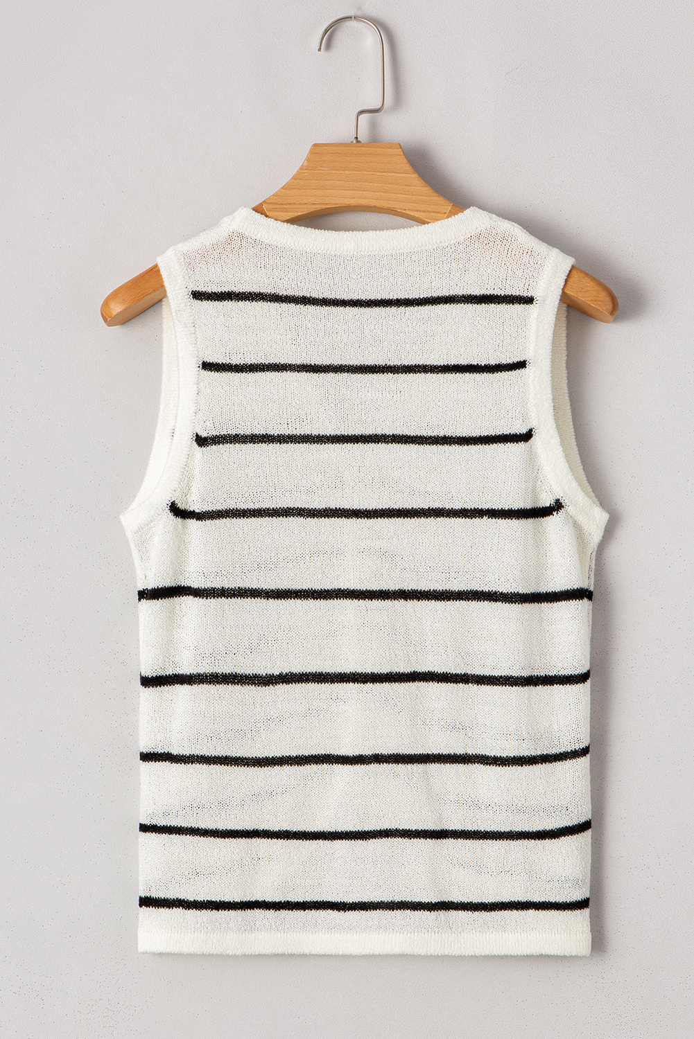 Black Stripe Buttoned V Neck Slim Fit Sweater Vest - loveforevers