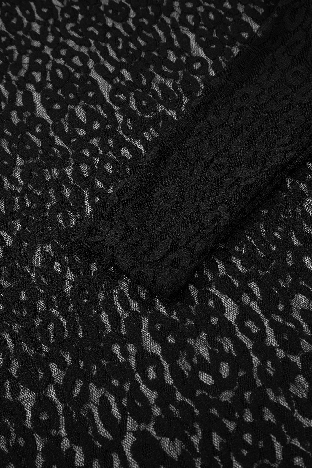 Black Leopard Pattern Sheer Mesh Long Sleeve Top - loveforevers