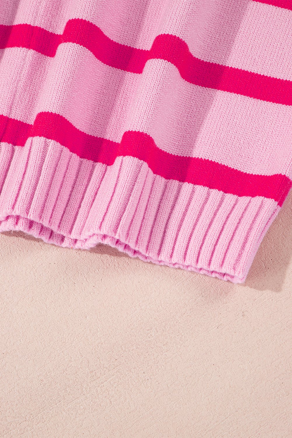 Yellow Stripe Gradient Striped Ribbed Edge Loose Sweater - loveforevers