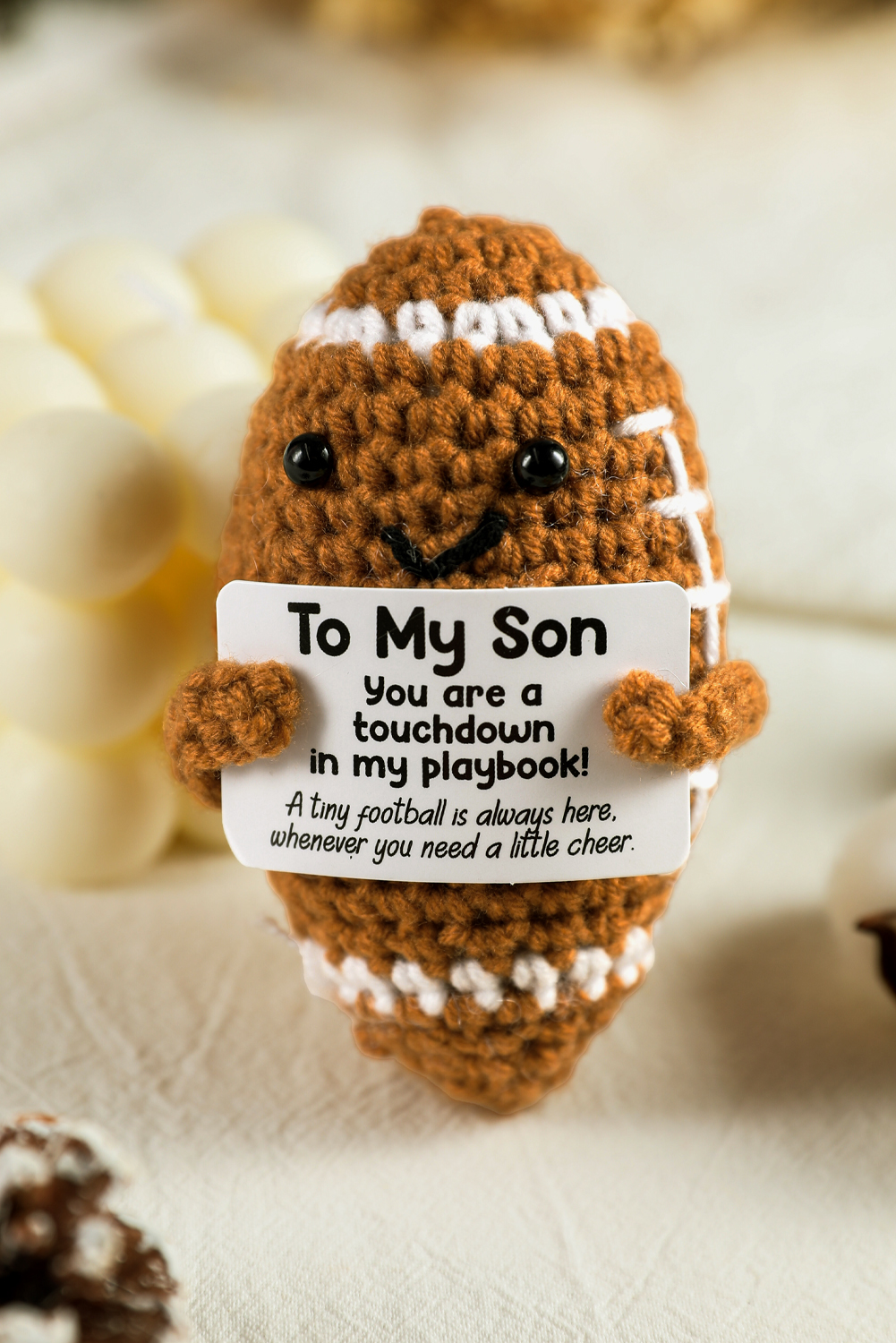 Cinnamon To My Son Crochet Football Gift Home Decoration - loveforevers