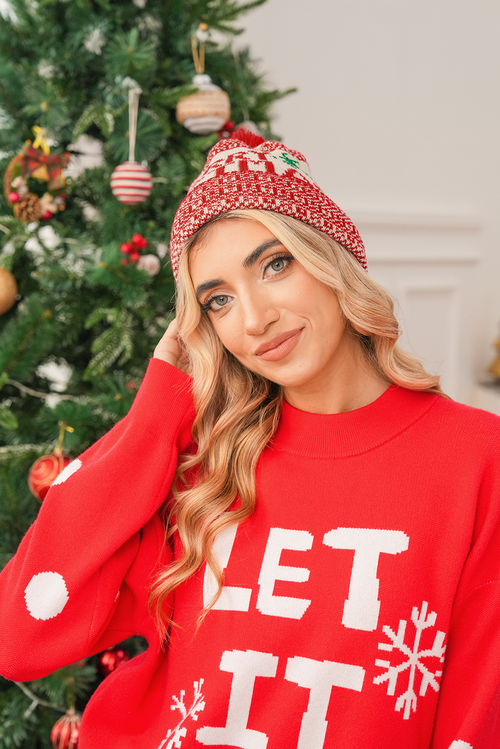 Fiery Red MERRY CHRISTMAS Winter Beanie Hat - loveforevers