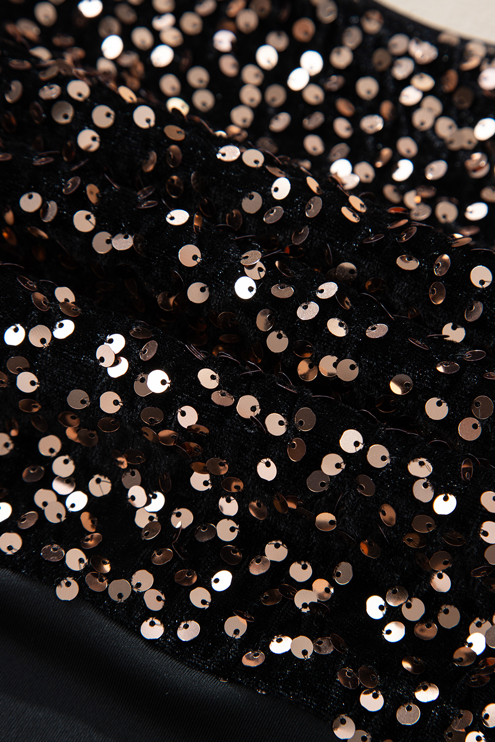Black Deep V Back Sequin Puff Sleeve Bodysuit - loveforevers