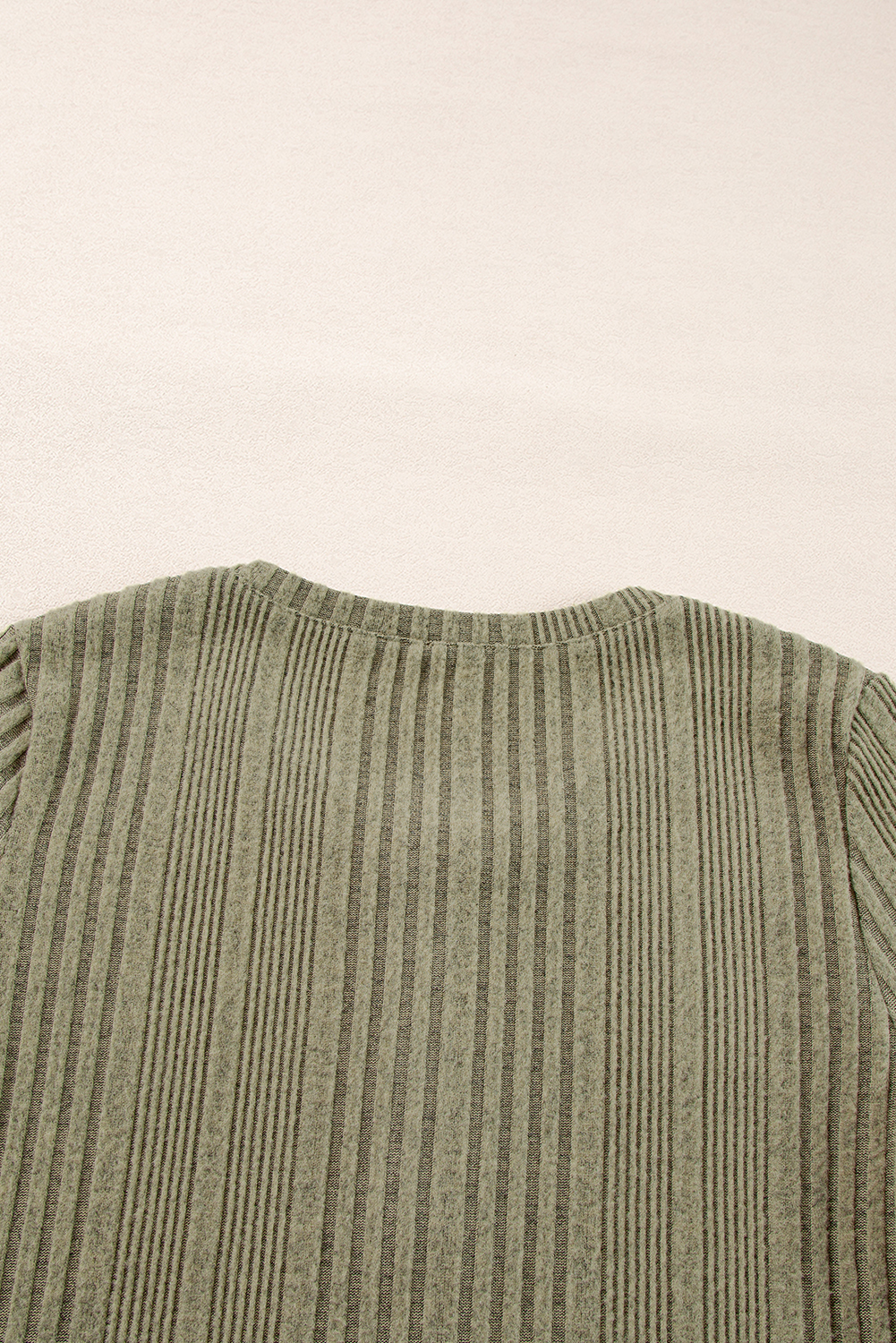 Jungle Green Ribbed Knit Half Button Slim Fit Blouse - loveforevers