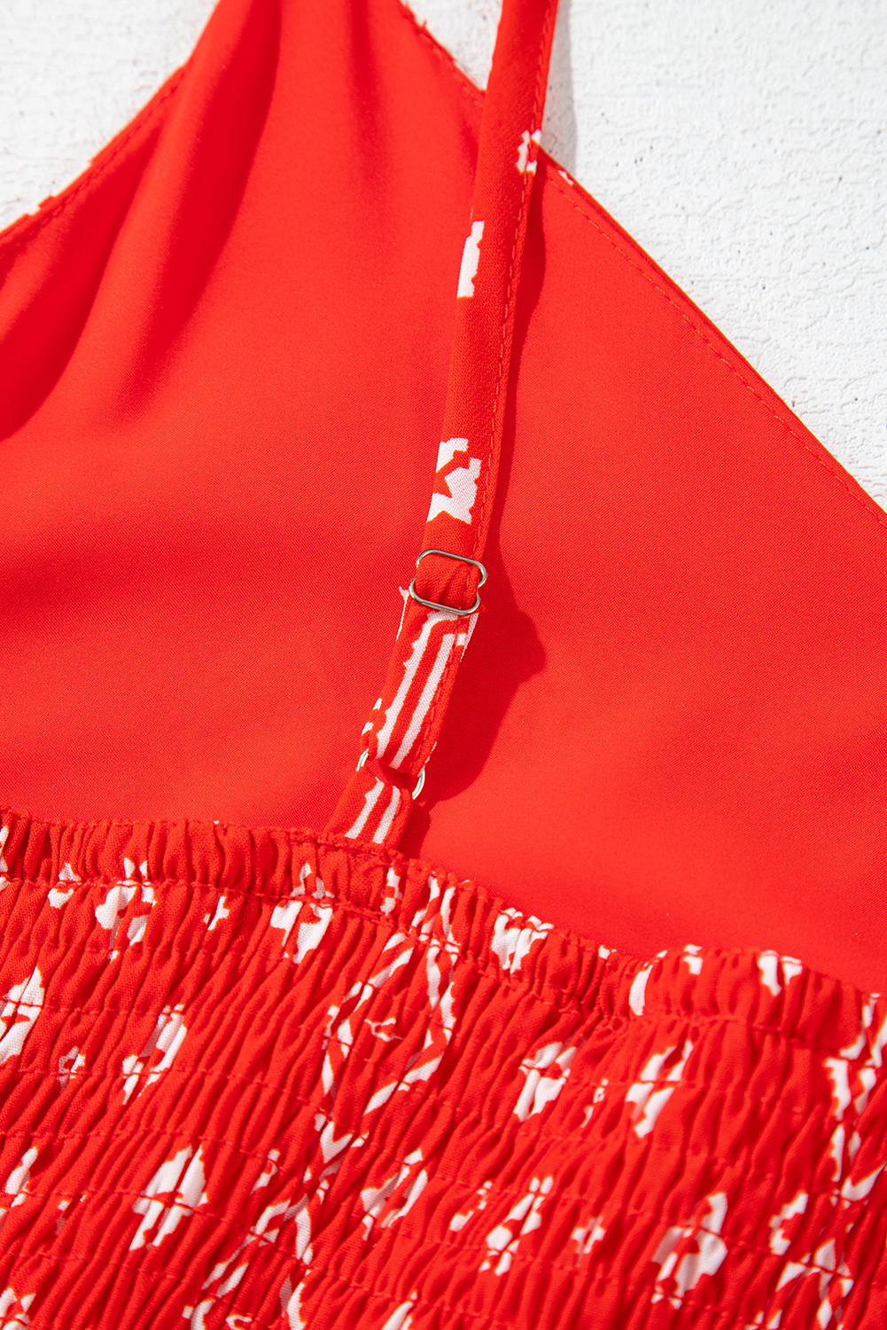 Red Boho Fashion Print Spaghetti Straps Drawstring Maxi Dress - loveforevers