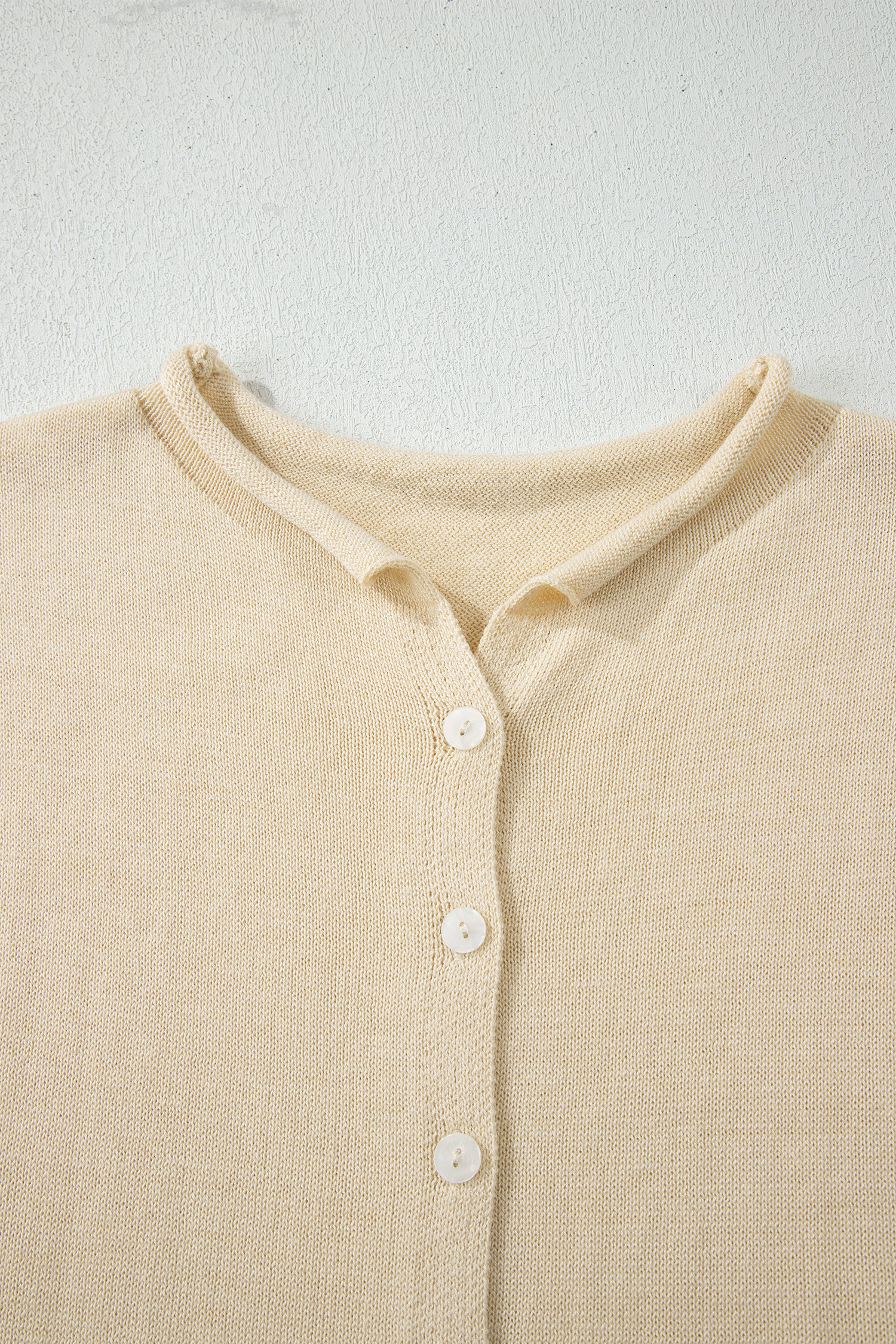 Apricot Buttoned Front Rolled Hem Cap Sleeve Sweater Top - loveforevers
