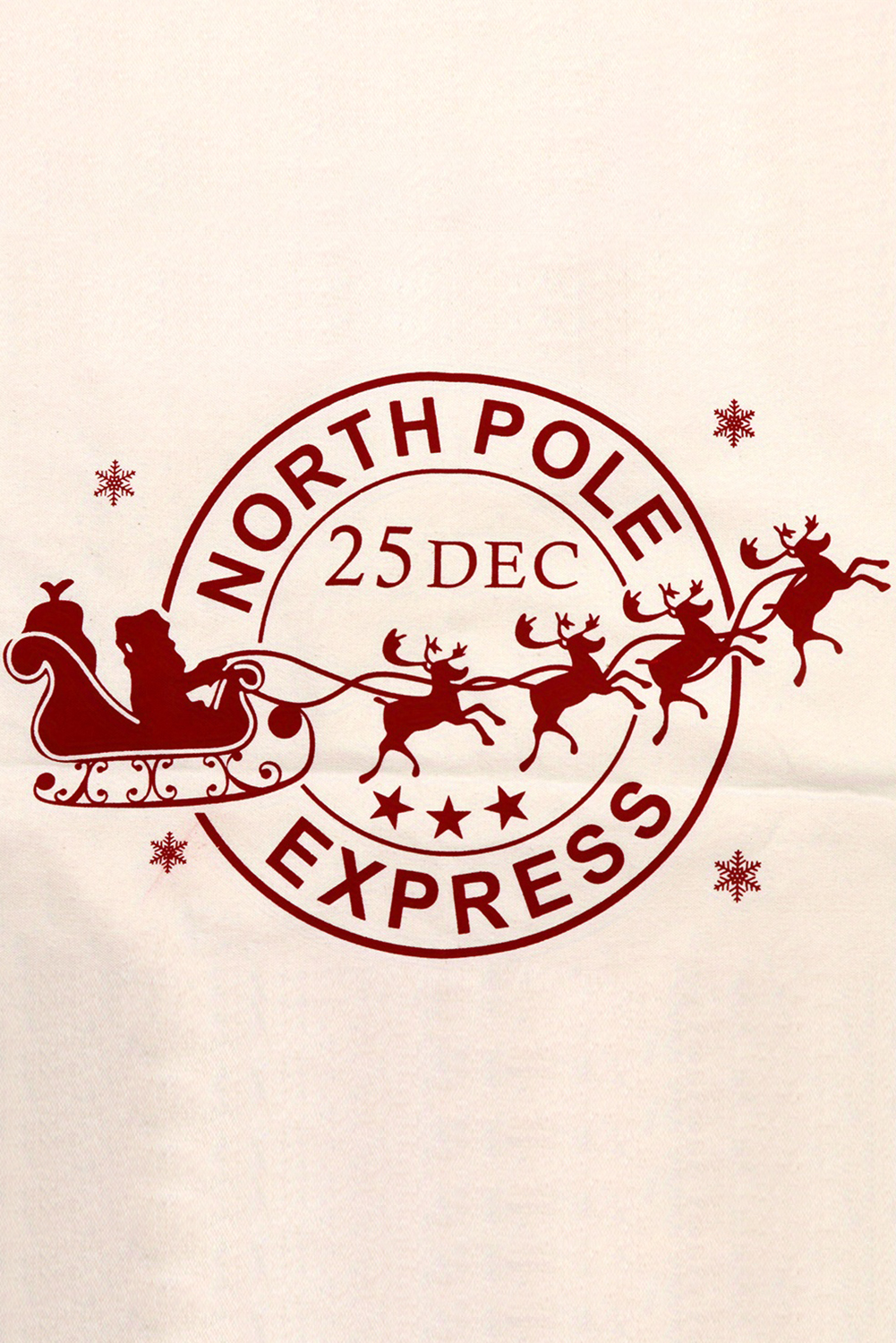 White Christmas Santa Claus Elk Letter Print Drawstring Gift Sack Bag - loveforevers