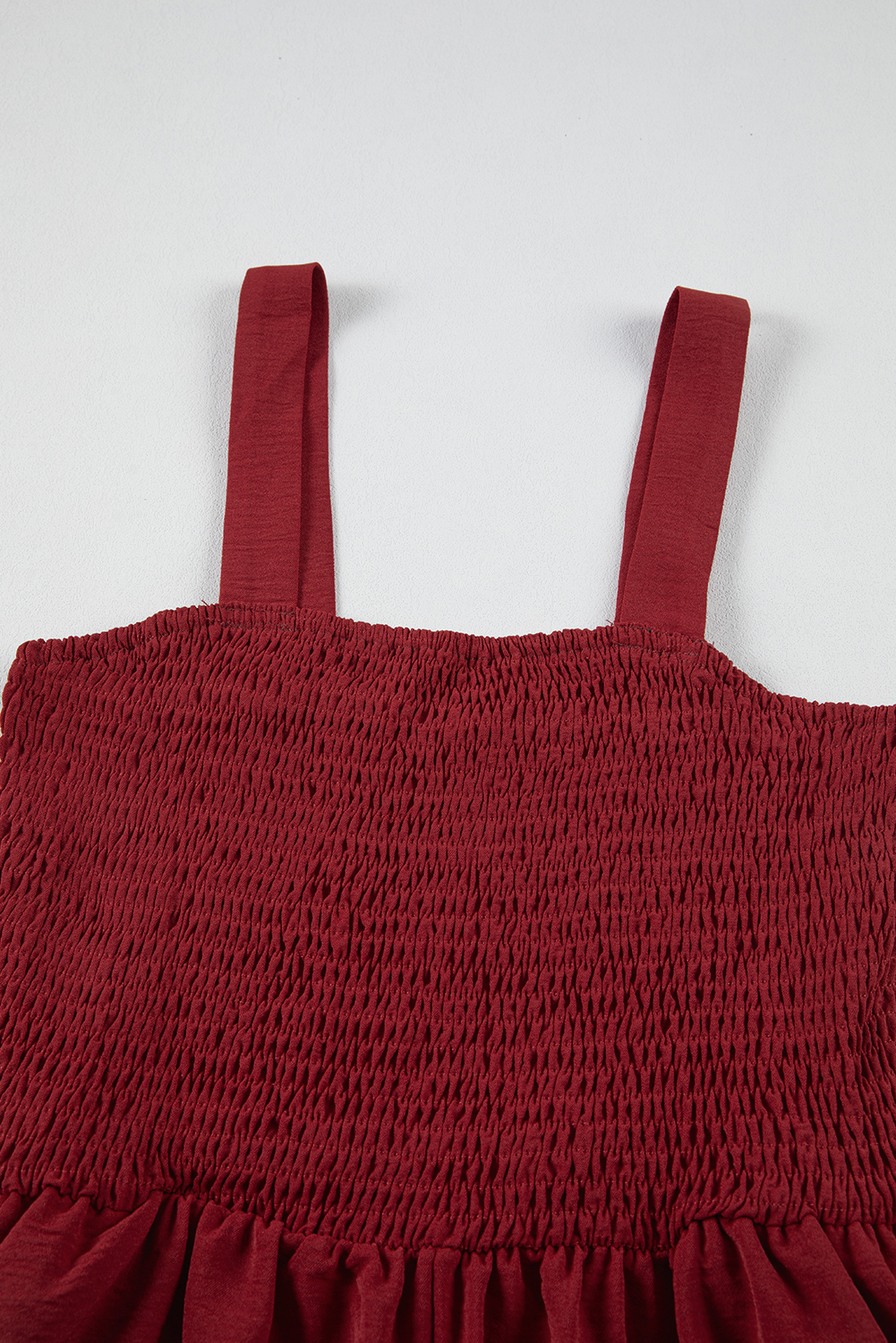 Burgundy Casual Pocketed Smocked Sleeveless Romper - loveforevers