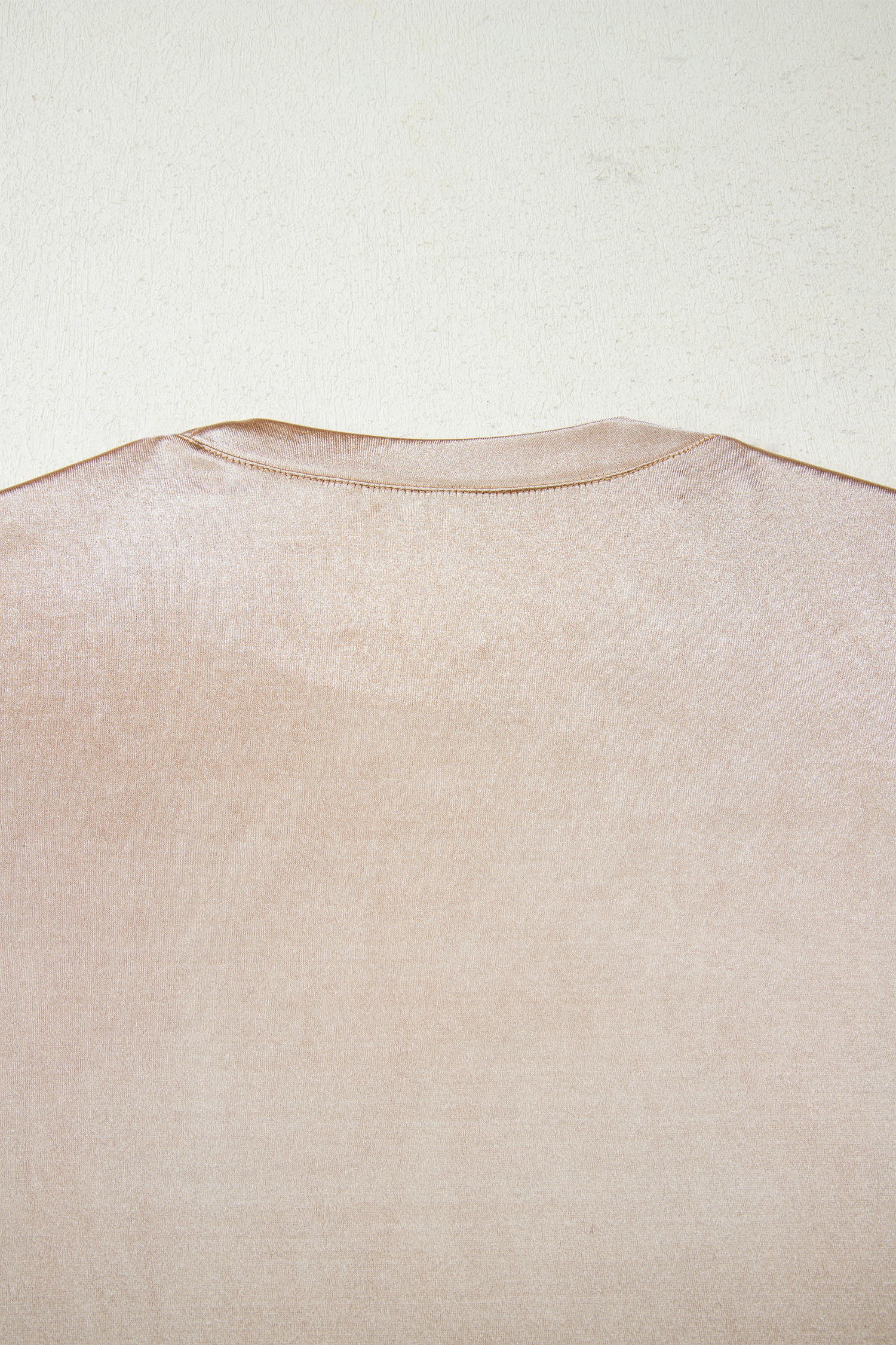 Apricot Metallic Round Neck Smocked Long Sleeve Blouse - loveforevers