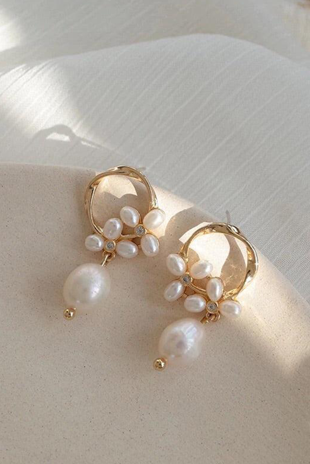 Gold Plated Hoop Pearl Casual Wear Stud Earring - loveforevers