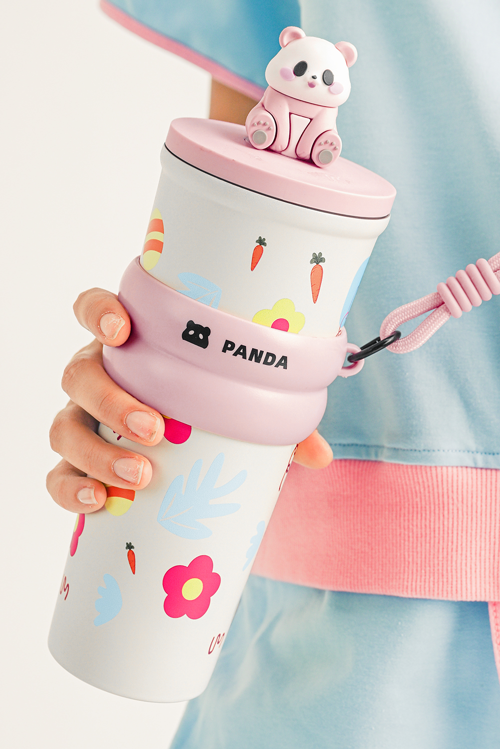 Pink Panda Decor Cute Print Stainless Steel Vacuum Cup 23OZ - loveforevers