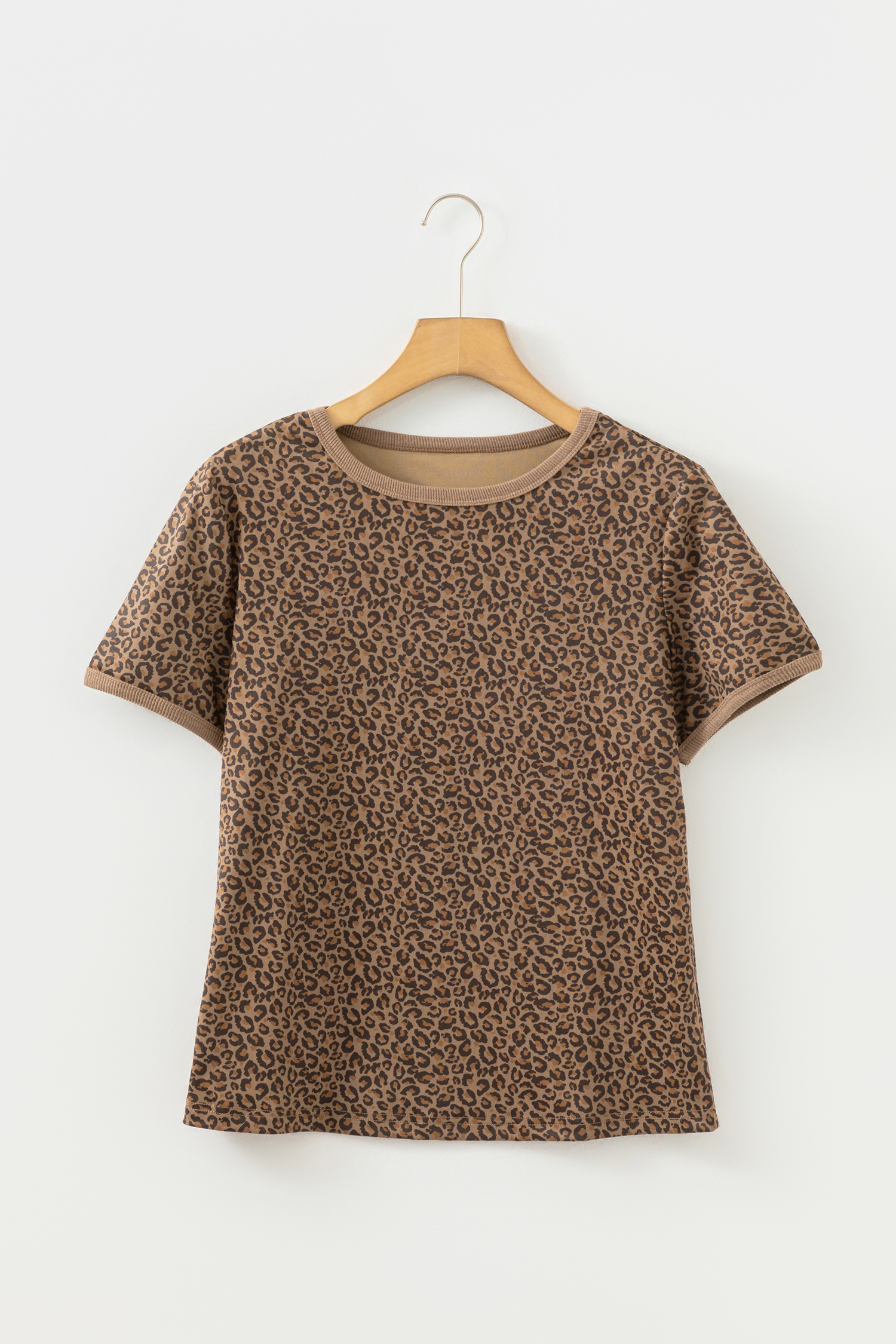 Khaki Fierce Leopard Crew Neck T Shirt - loveforevers