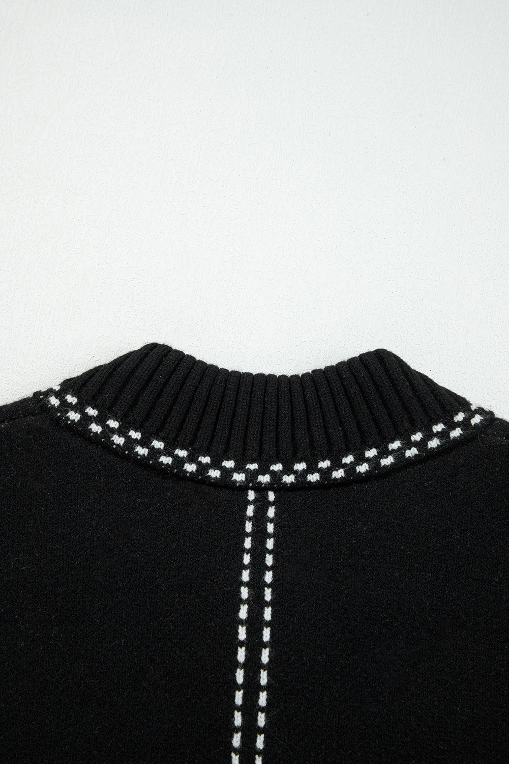 Black Contrast Trim Button up Sweater Cardigan - loveforevers