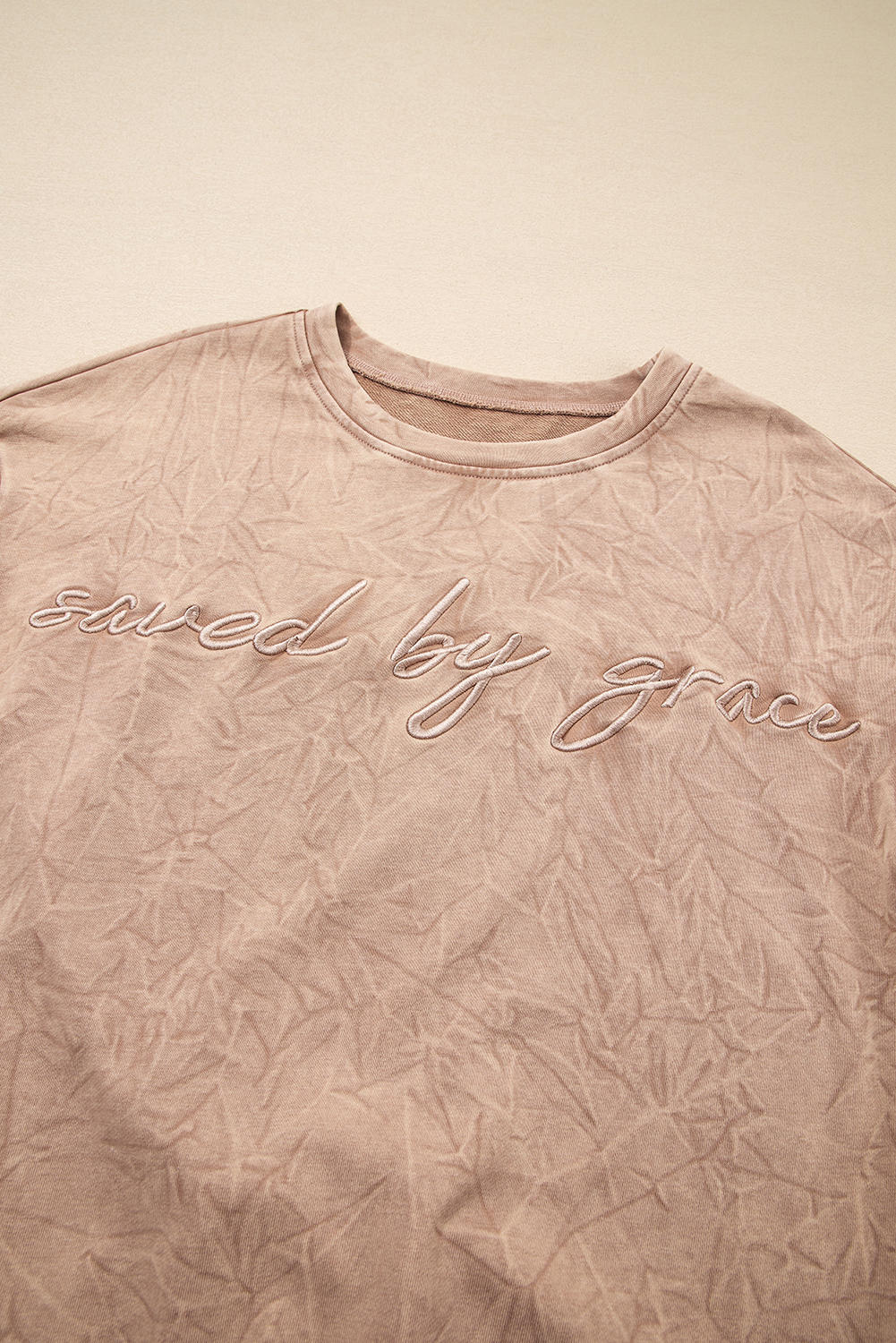 DUNE saved by grace Letter Embroidery Mineral Wash Loose Sweatshirt - loveforevers