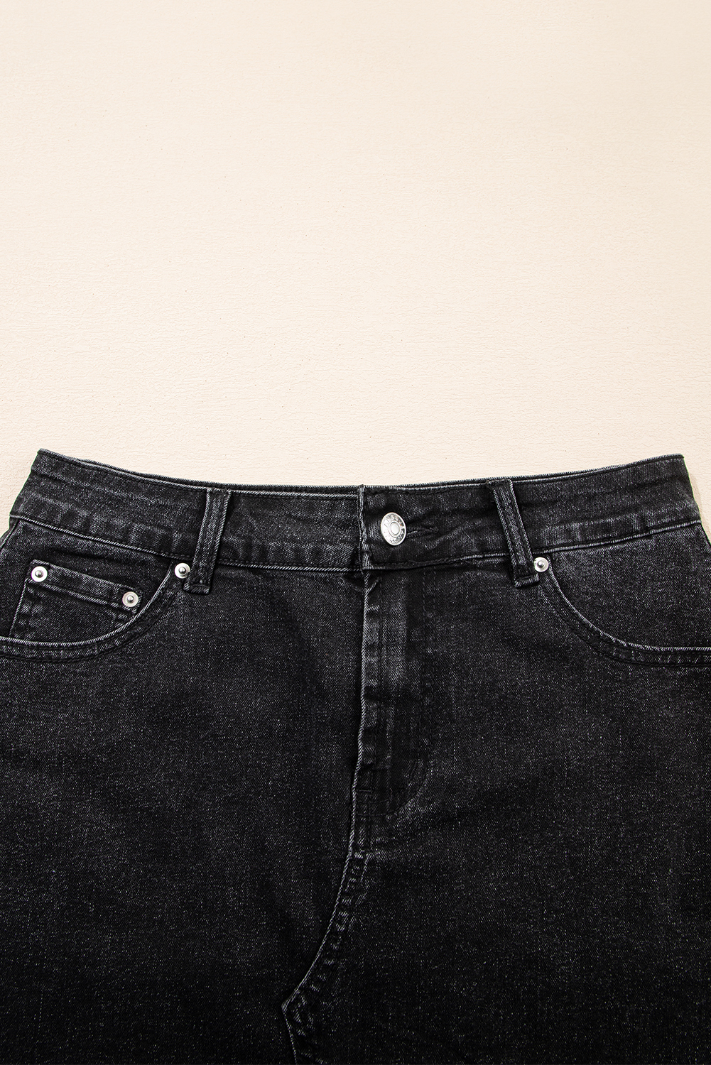 Carbon Grey Mineral Wash Ripped Raw Hem Denim Mini Skirt - loveforevers