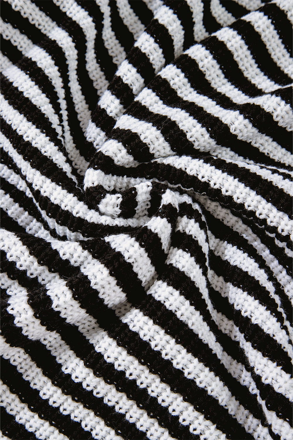 Black Stripe Zip up Collar Drop Shoulder Sweater - loveforevers