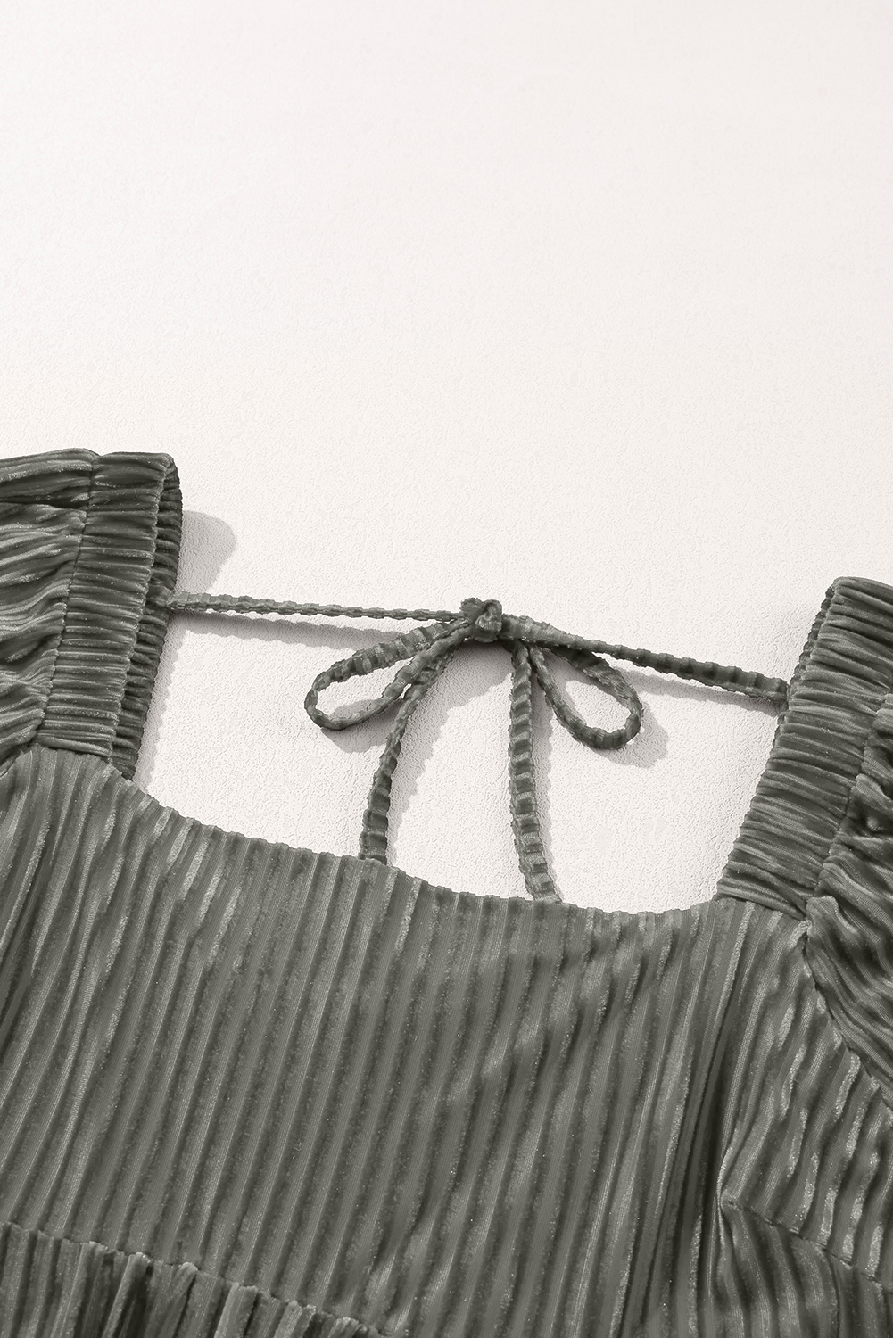 Gray Tie Back Square Neck Velvet Babydoll Dress - loveforevers