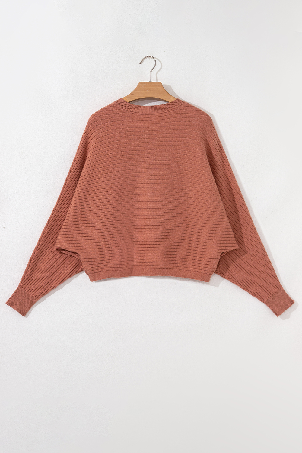Apricot Pink Wide Rib Knit Button Front Dolman Sleeve Sweater Cardigan - loveforevers