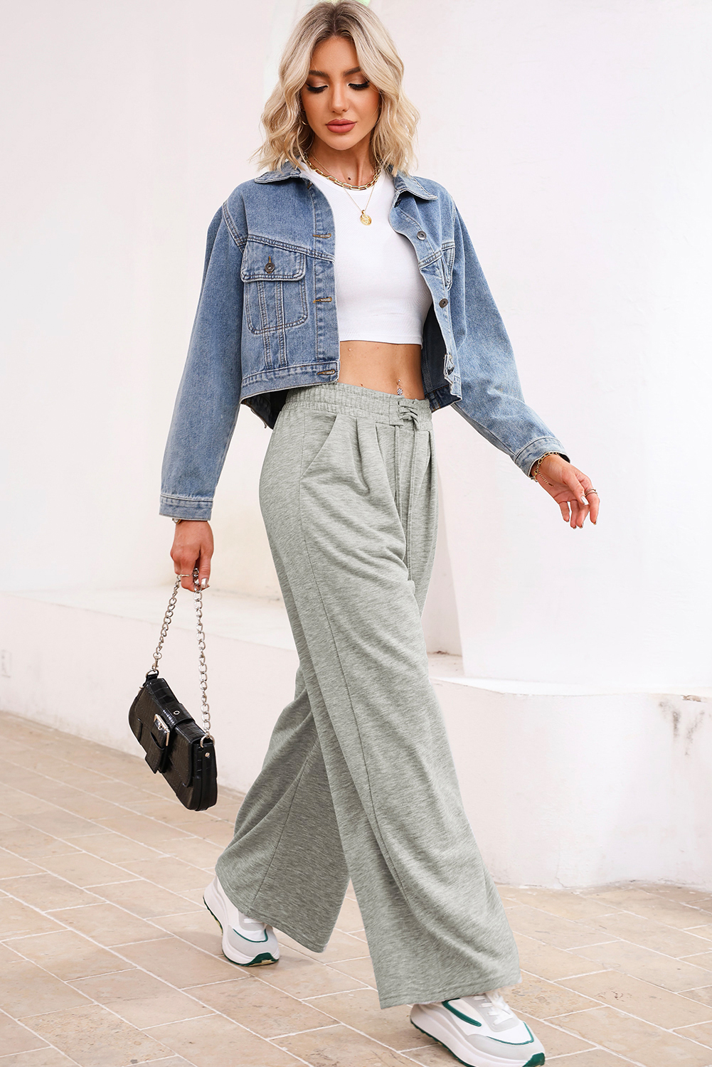 Burgundy Tied Elastic High Waist Pleated Detail Solid Sweatpants - loveforevers