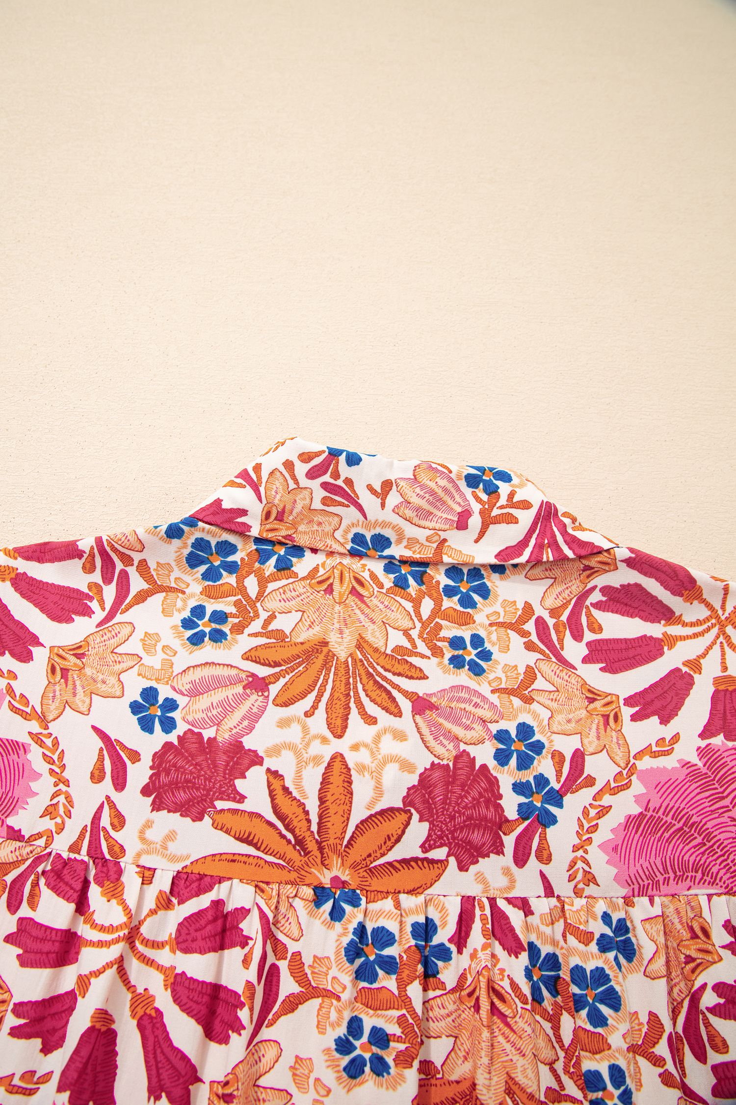 Red Fall Flower Print Long Sleeve Mini Dress - loveforevers