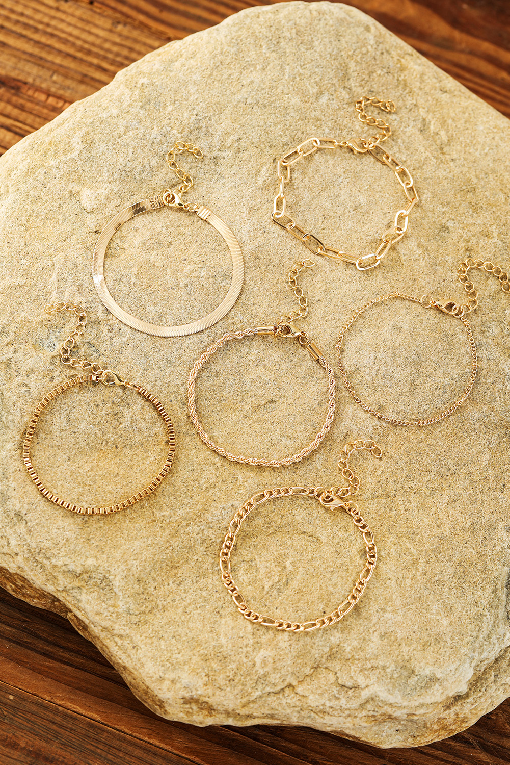 Gold Multi Layered Plated Adjustable Chain Bracelet Set - loveforevers