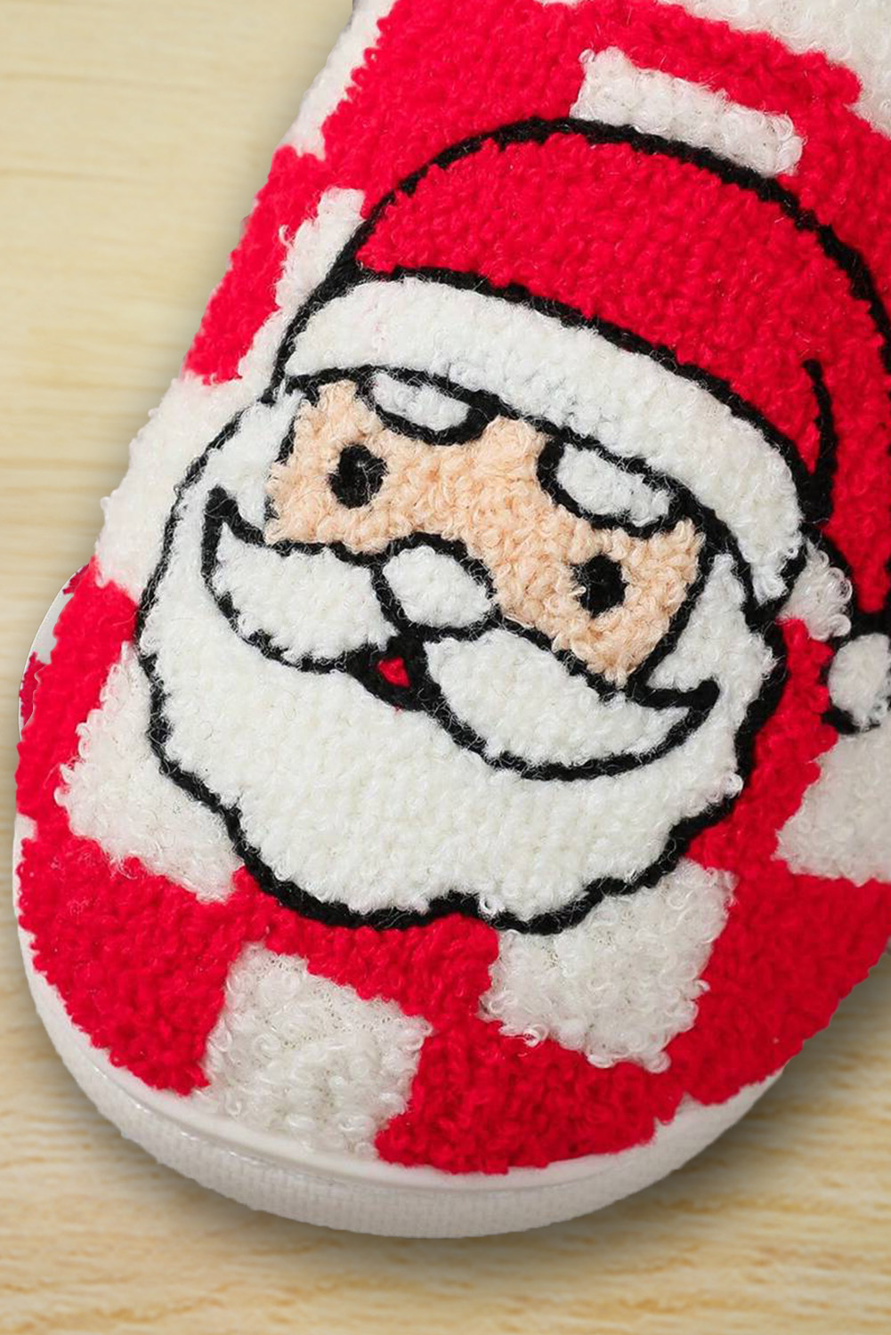 Fiery Red Checkered Santa Claus Graphic Plush Home Slippers - loveforevers