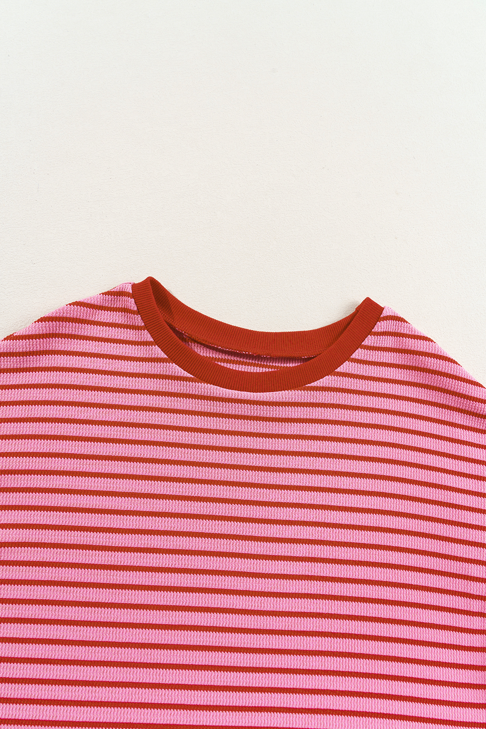 Pink Stripe Knitted Round Neck T Shirt - loveforevers