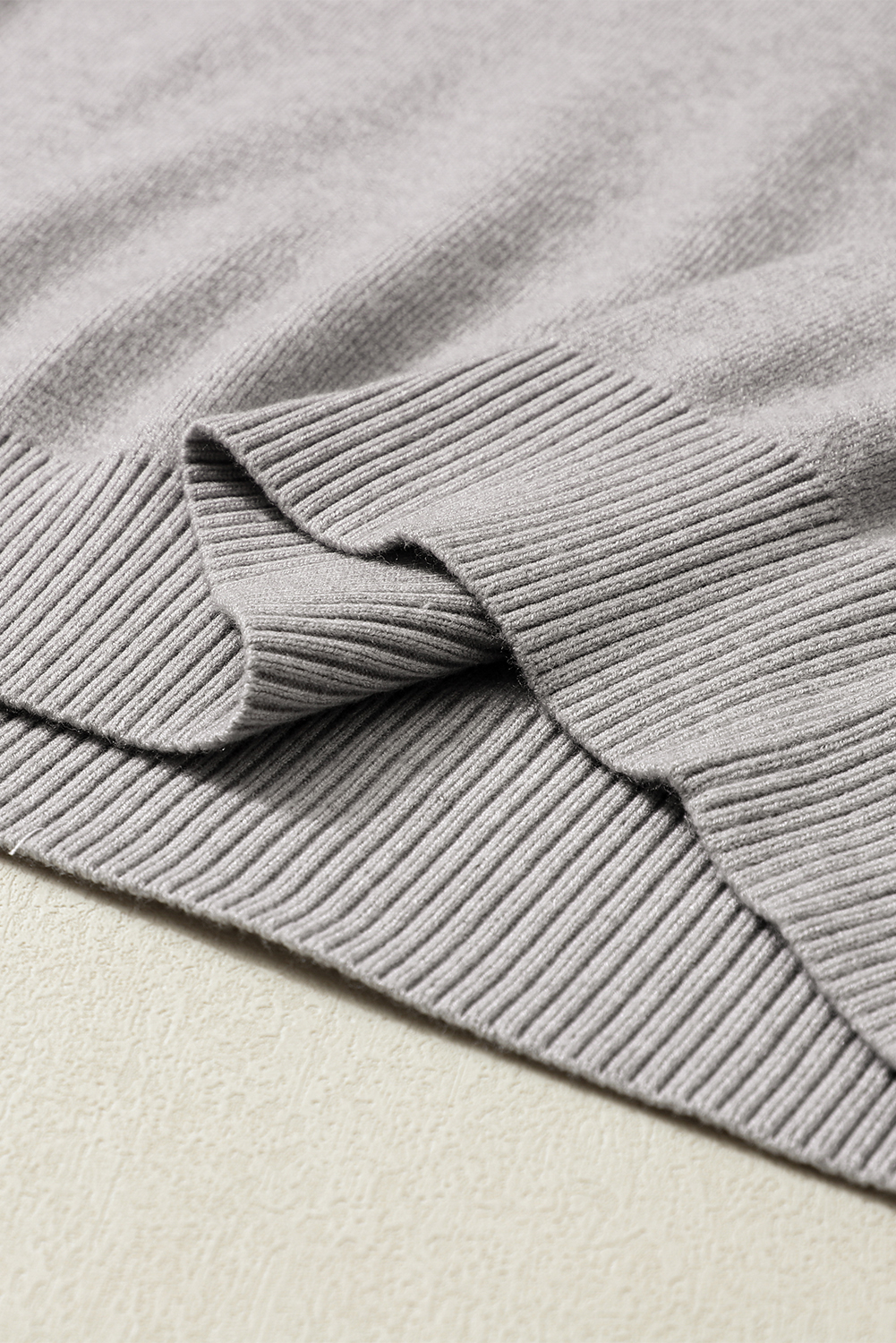 Gray Turtleneck Drop Shoulder Bubble Sleeve Knit Sweater - loveforevers