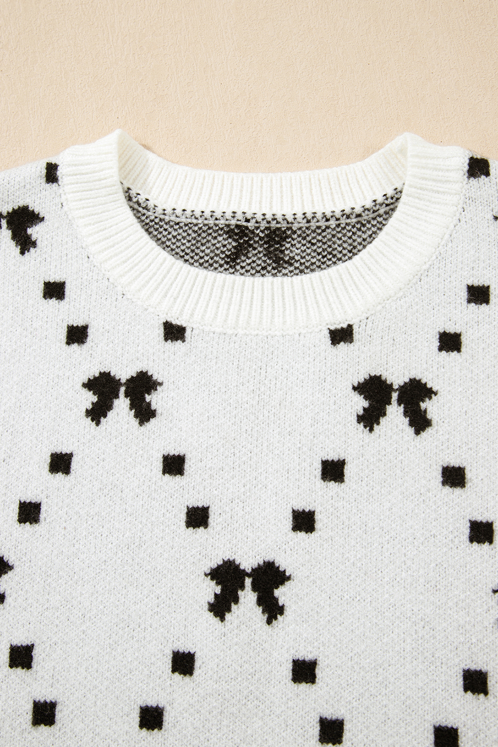 Black Preppy Vibes Bow Print Zipped Collar Sweater Tee - loveforevers