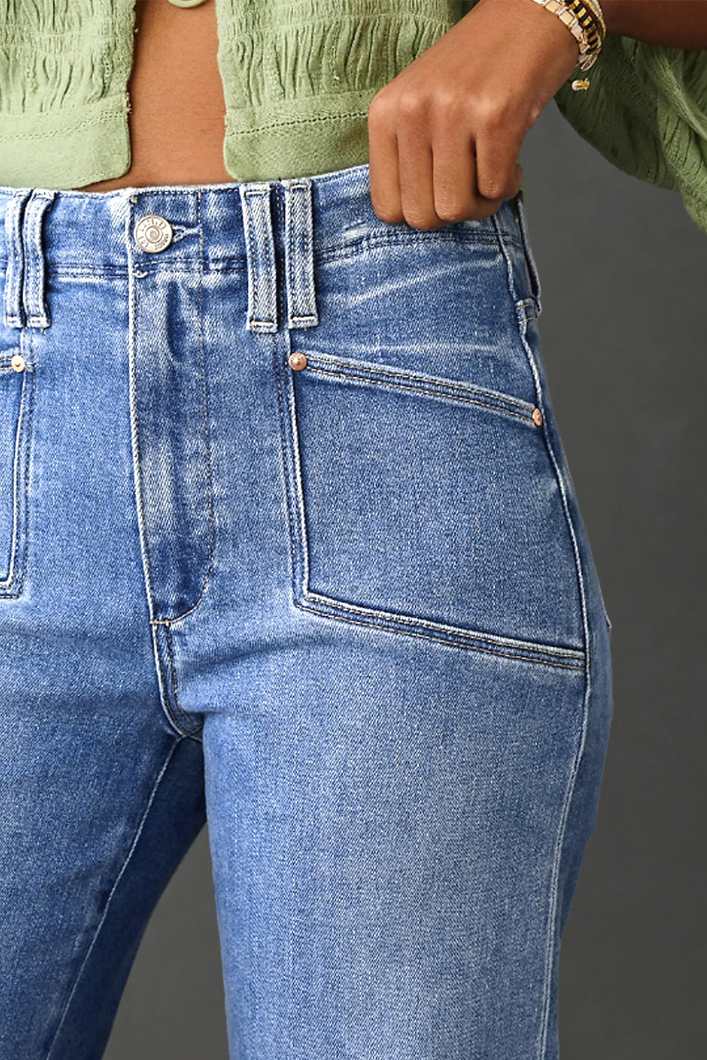 Dusk Blue Loose Straight Leg Cropped High Waist Jeans - loveforevers
