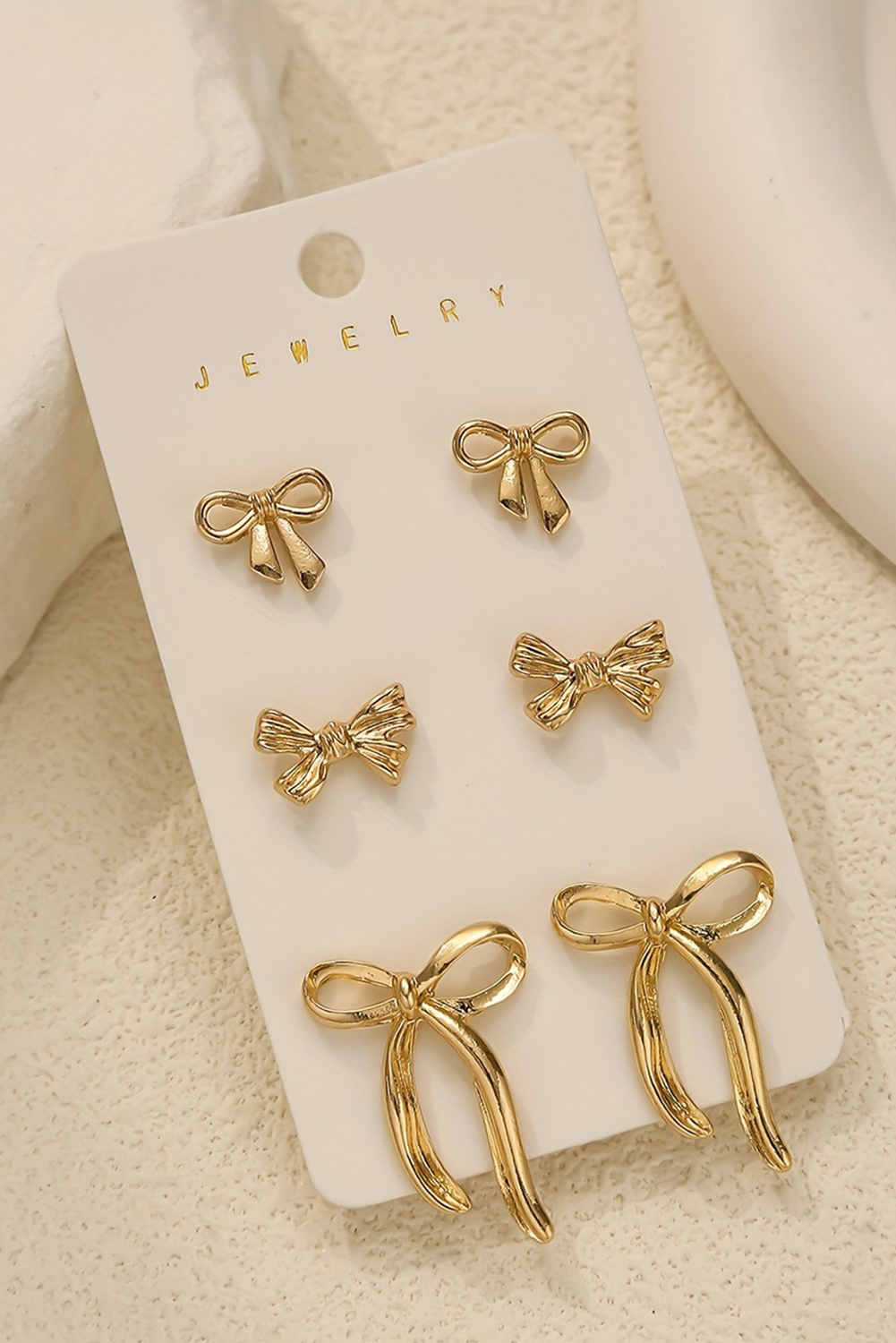 Gold Plated Stainless Alloy Bow Earring Set - loveforevers