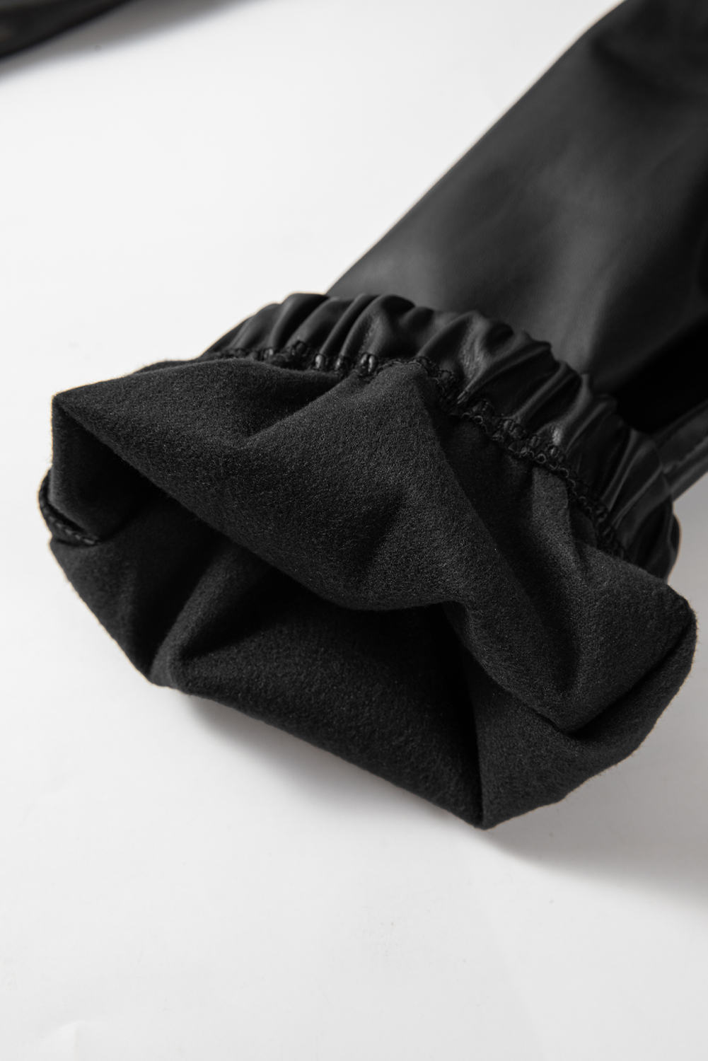 Black Faux Leather Ankle Smocked Waist Drawstring Joggers - loveforevers