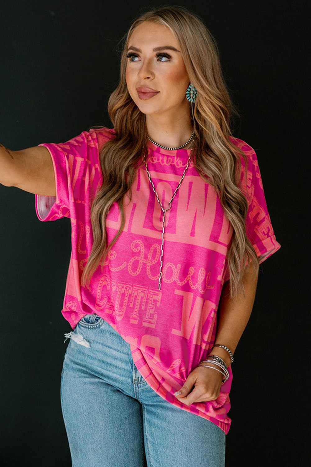 Dark Grey Howdy Cowboy Letter Printed Western Fashion Tee - loveforevers