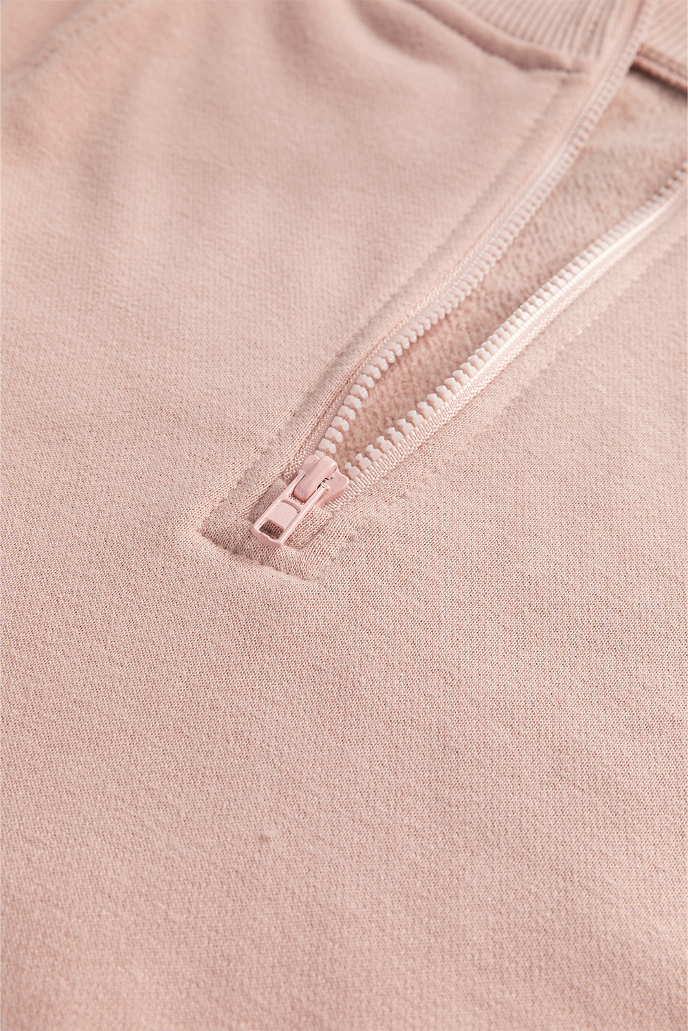 Fushia Zipped Neck Pullover Drop Shoulder Sweatshirt - loveforevers