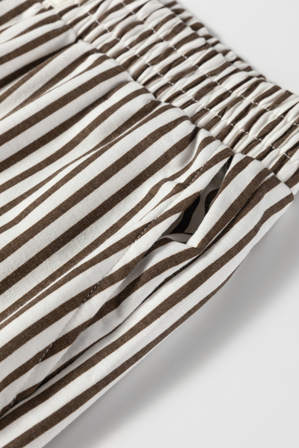 Brown Stripe Elastic High Waist Pocketed Loose Pants - loveforevers