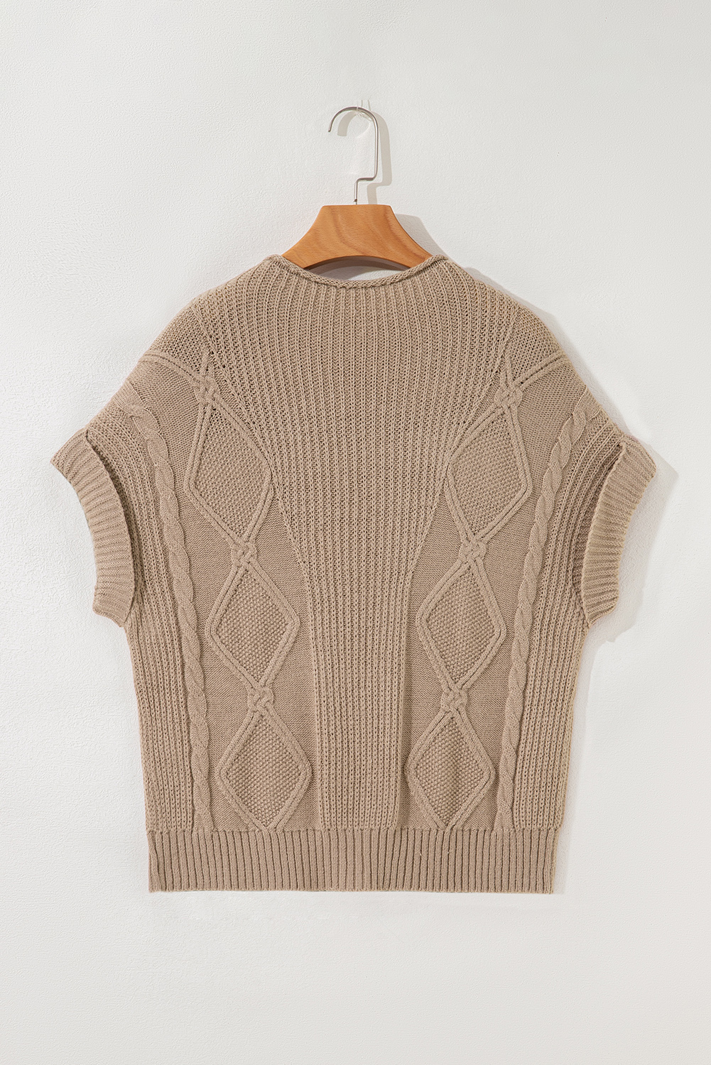 Smoke Gray Textured Knit High Neck Sweater T Shirt - loveforevers
