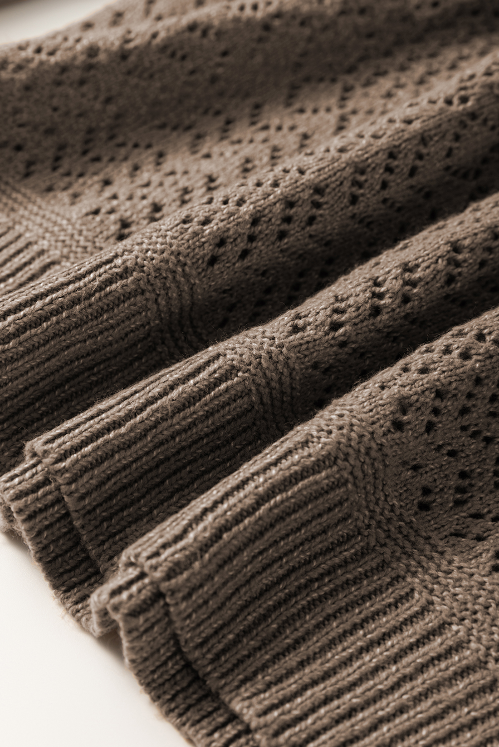 Sky Blue Eyelet Pattern Detail V Neck Drop Shoulder Sweater - loveforevers
